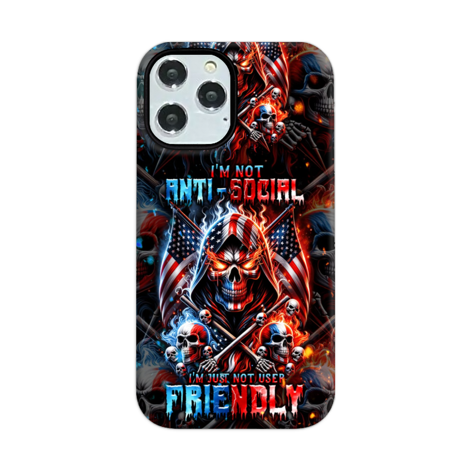 I'M NOT ANTI-SOCIAL MAD SKULL PHONE CASE - TLNT2711237