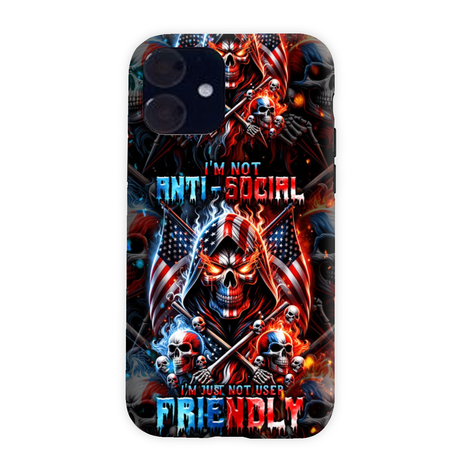 I'M NOT ANTI-SOCIAL MAD SKULL PHONE CASE - TLNT2711237