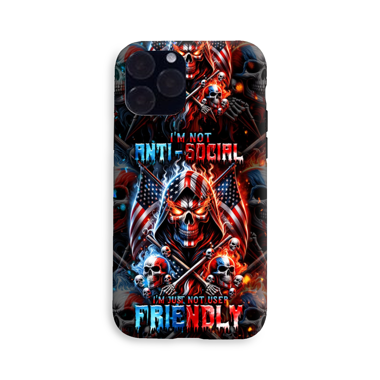 I'M NOT ANTI-SOCIAL MAD SKULL PHONE CASE - TLNT2711237