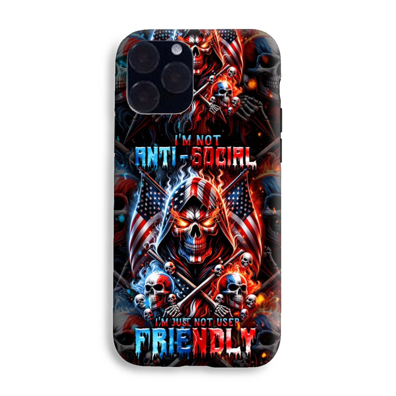 I'M NOT ANTI-SOCIAL MAD SKULL PHONE CASE - TLNT2711237