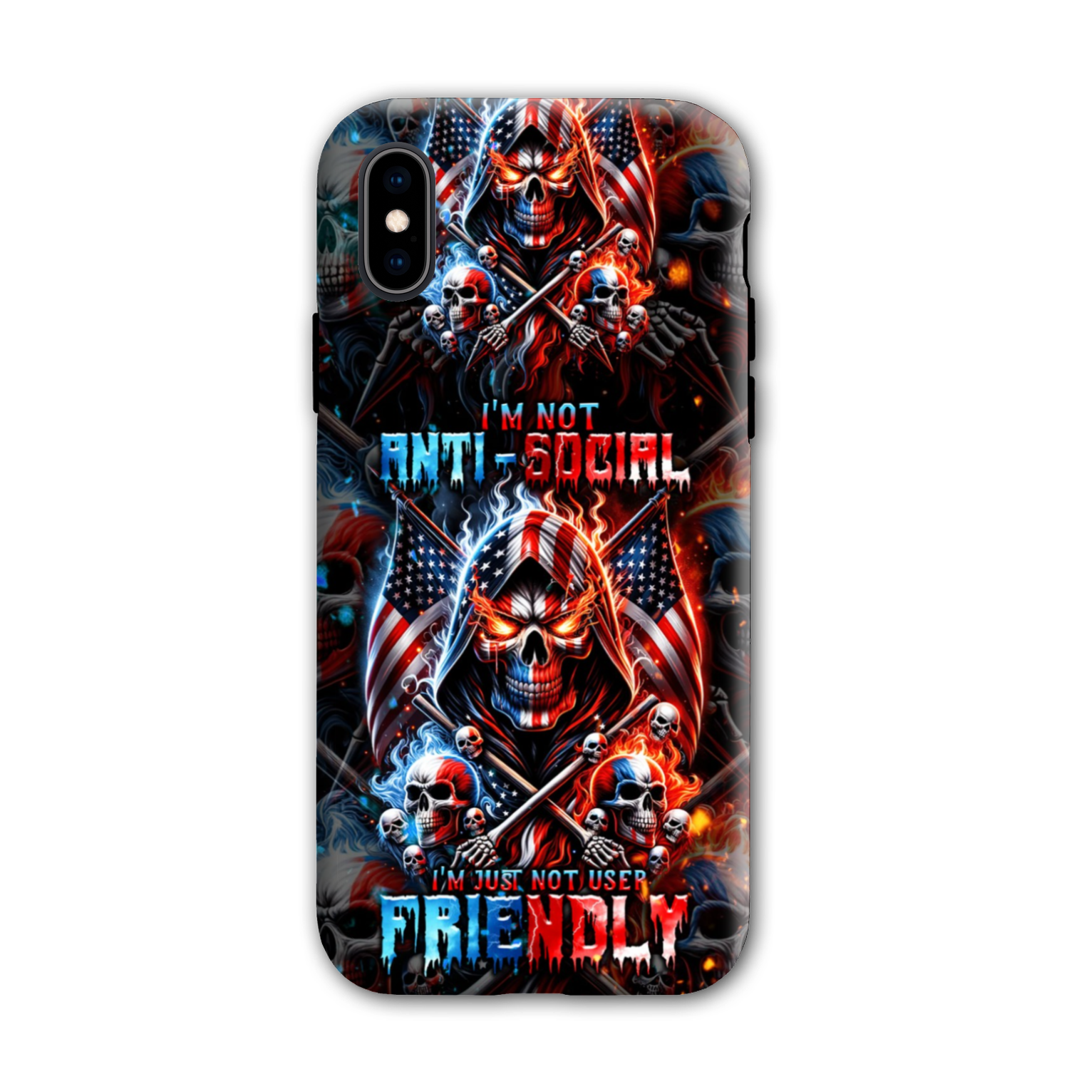 I'M NOT ANTI-SOCIAL MAD SKULL PHONE CASE - TLNT2711237