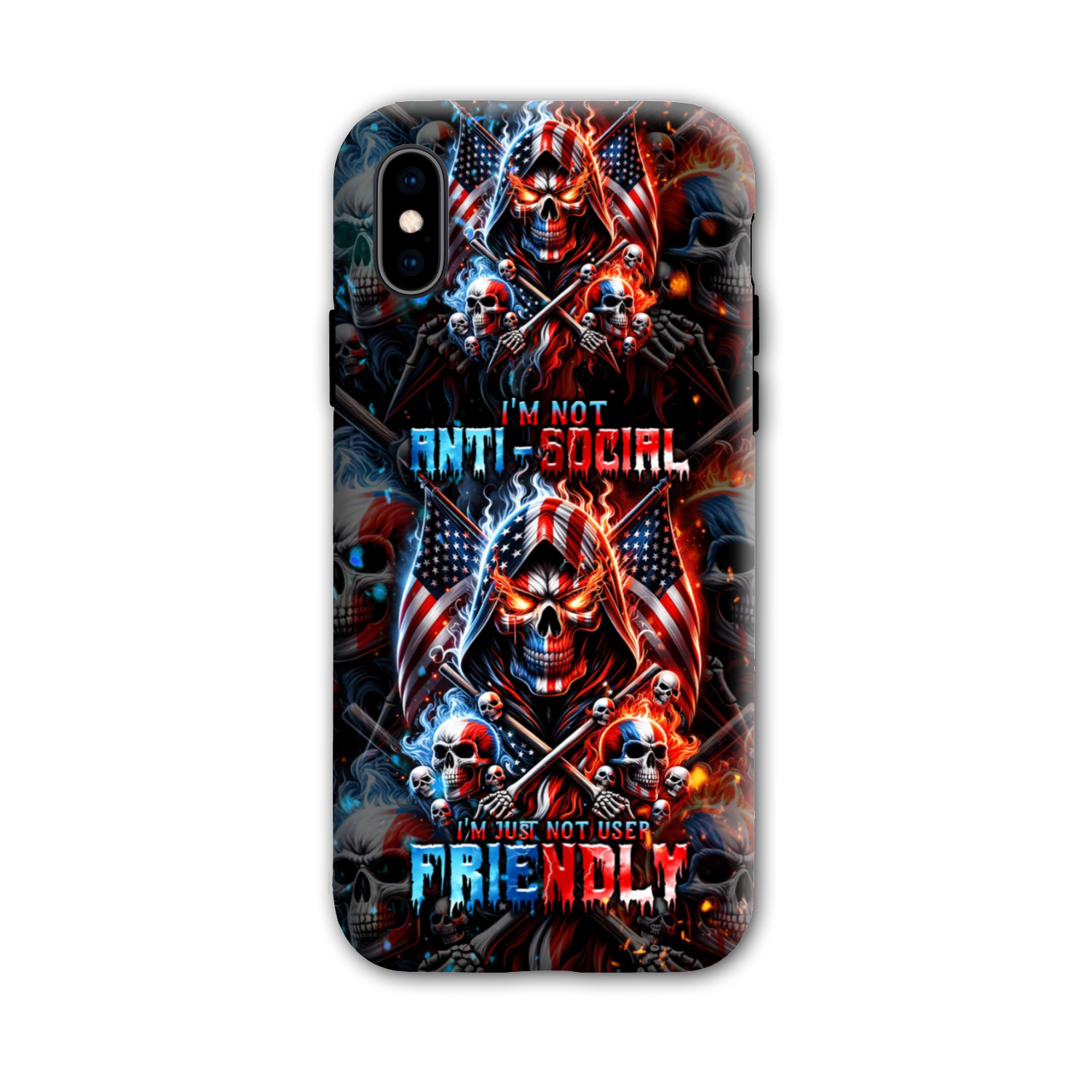 I'M NOT ANTI-SOCIAL MAD SKULL PHONE CASE - TLNT2711237