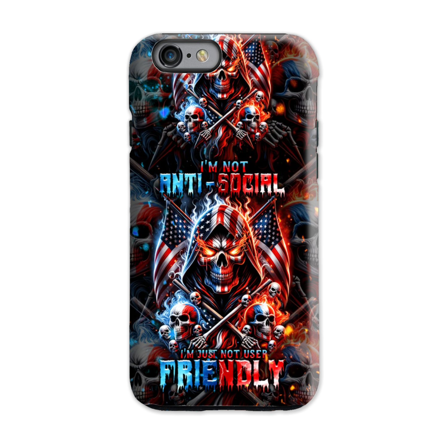 I'M NOT ANTI-SOCIAL MAD SKULL PHONE CASE - TLNT2711237