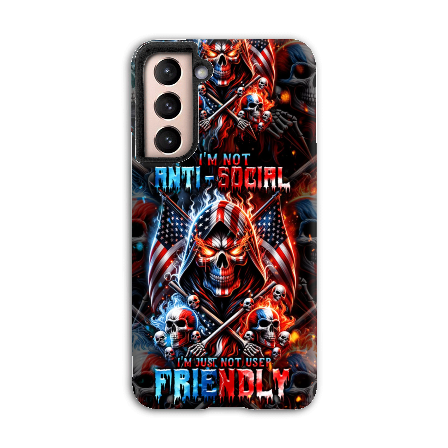 I'M NOT ANTI-SOCIAL MAD SKULL PHONE CASE - TLNT2711237