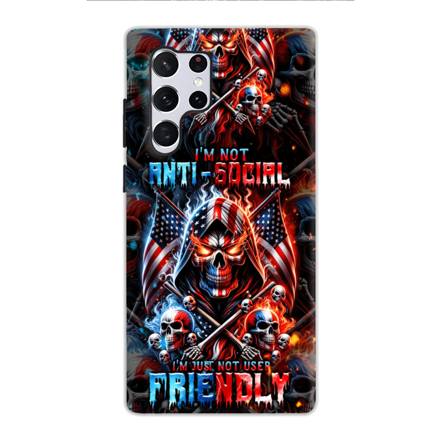 I'M NOT ANTI-SOCIAL MAD SKULL PHONE CASE - TLNT2711237