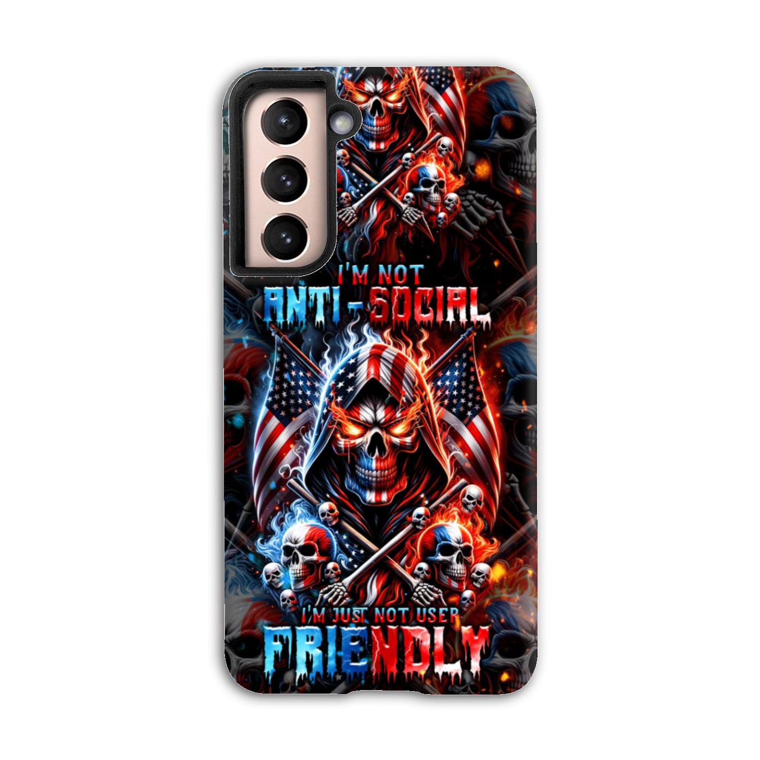 I'M NOT ANTI-SOCIAL MAD SKULL PHONE CASE - TLNT2711237