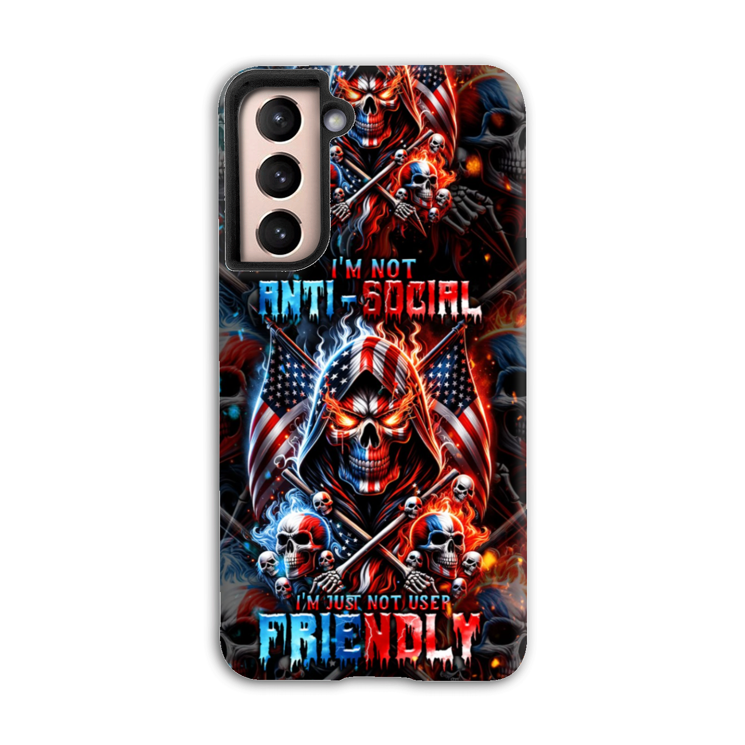 I'M NOT ANTI-SOCIAL MAD SKULL PHONE CASE - TLNT2711237