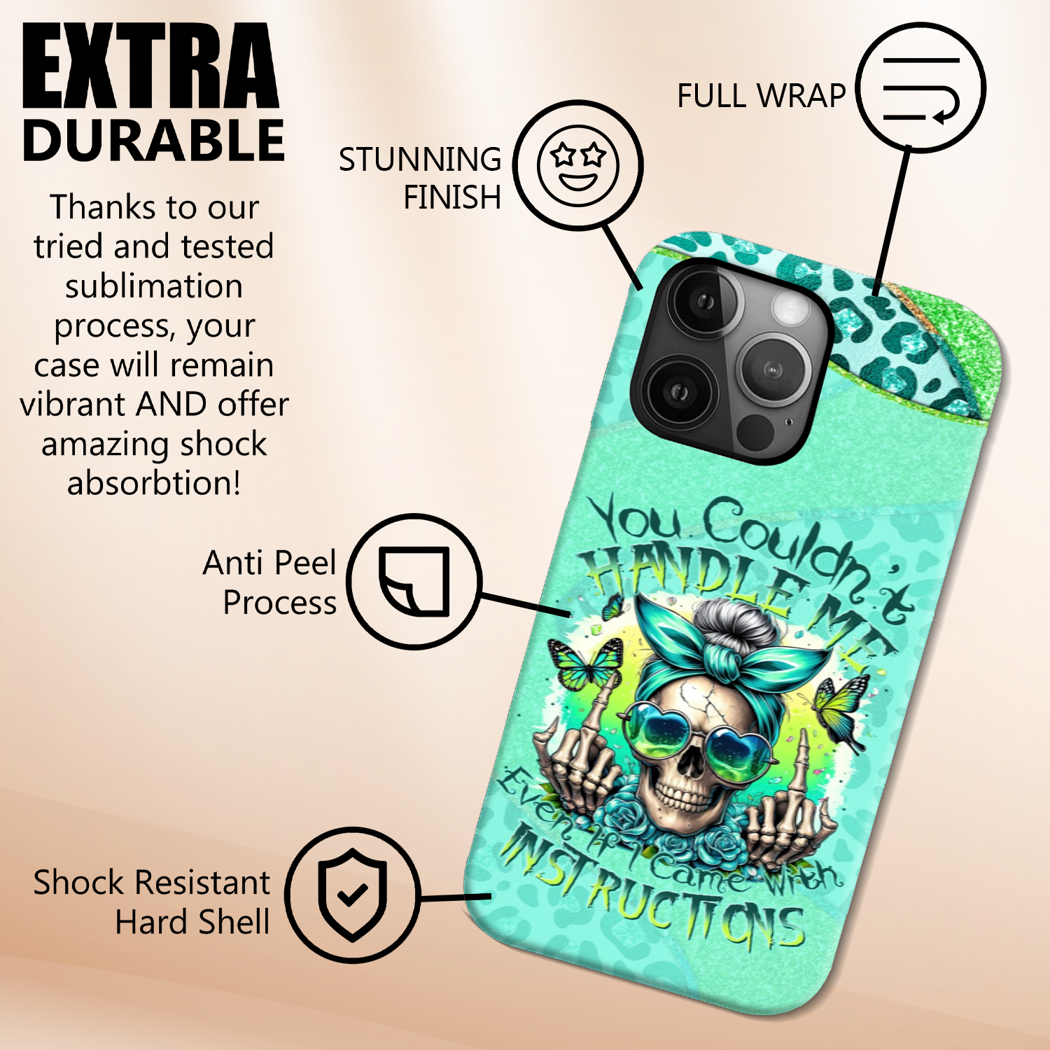 YOU COULDN'T HANDLE ME MESSY BUN TIE DYE PHONE CASE - TYTM1706249