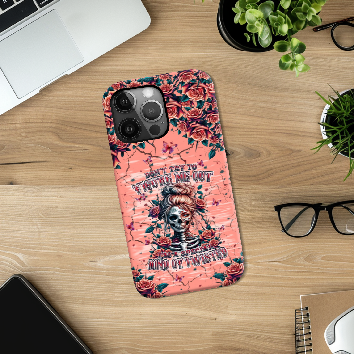 DON'T TRY TO FIGURE ME OUT SKULL LADY PHONE CASE - TLPQ2708241