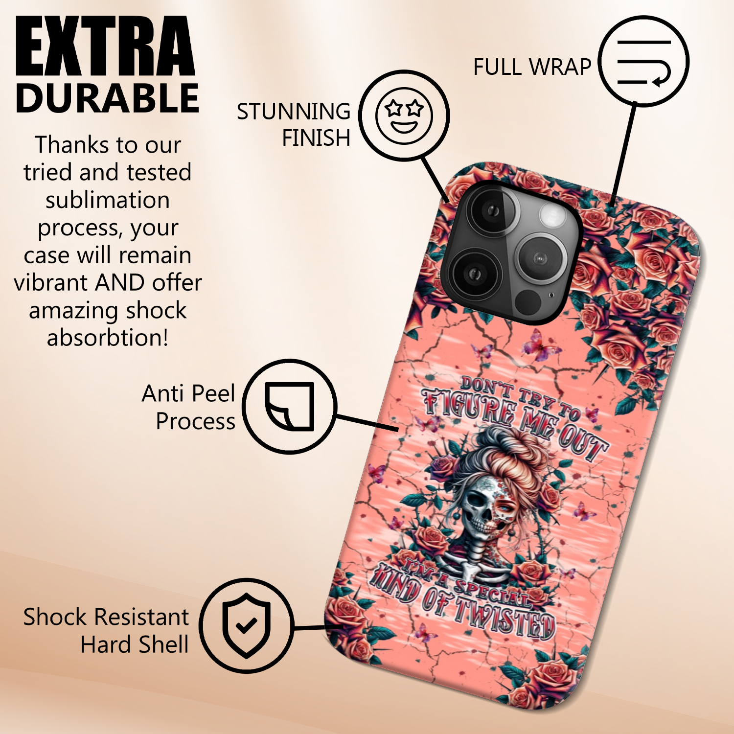 DON'T TRY TO FIGURE ME OUT SKULL LADY PHONE CASE - TLPQ2708241