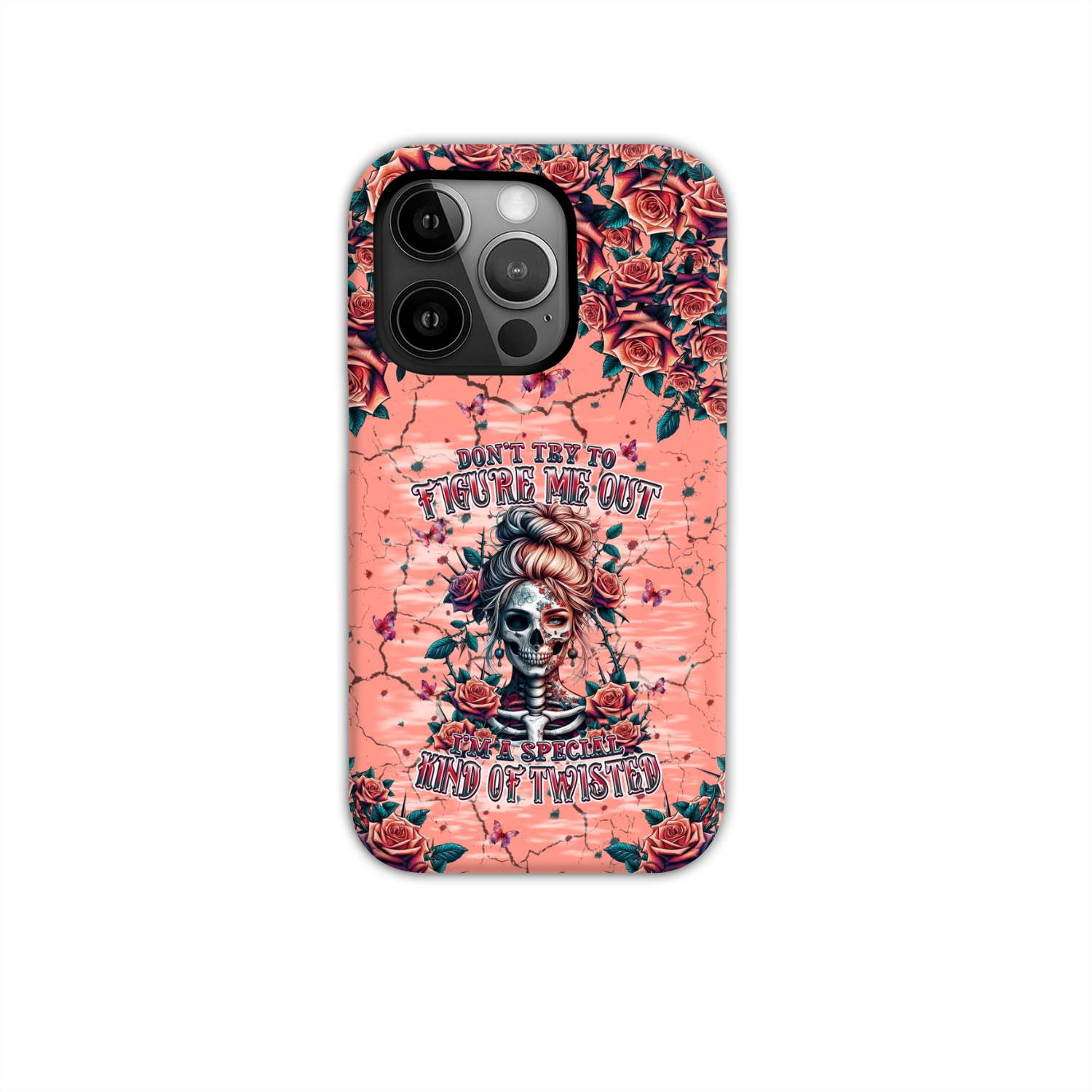 DON'T TRY TO FIGURE ME OUT SKULL LADY PHONE CASE - TLPQ2708241