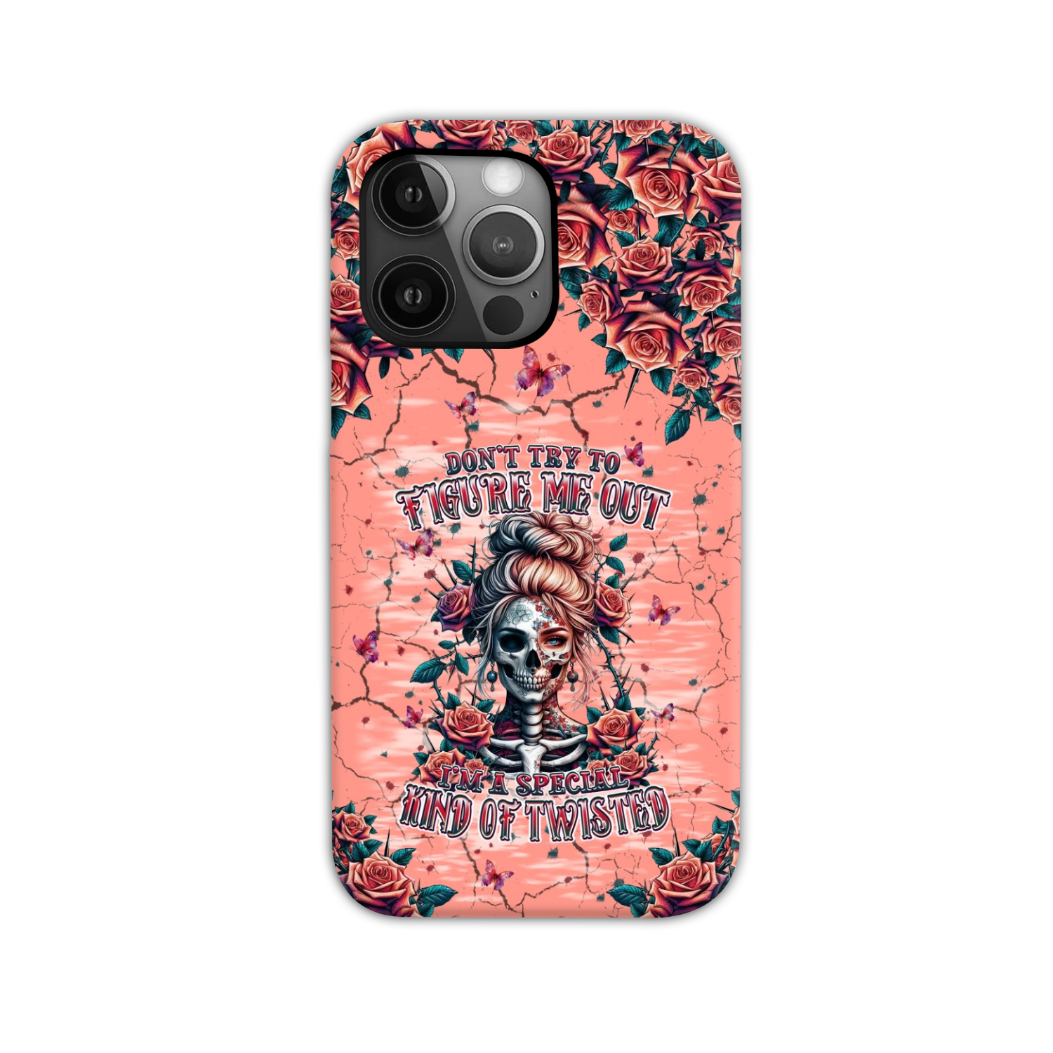 DON'T TRY TO FIGURE ME OUT SKULL LADY PHONE CASE - TLPQ2708241