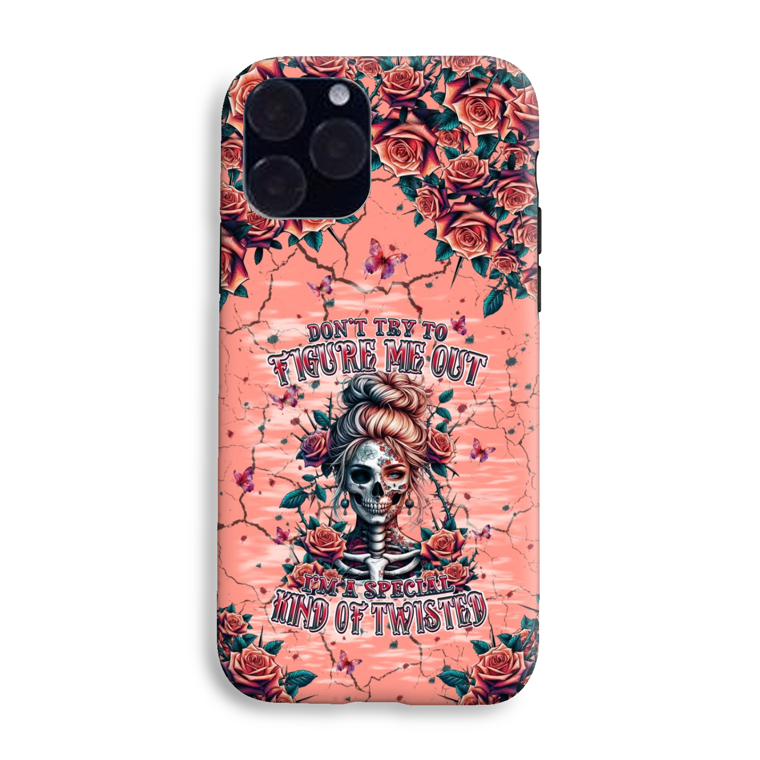 DON'T TRY TO FIGURE ME OUT SKULL LADY PHONE CASE - TLPQ2708241