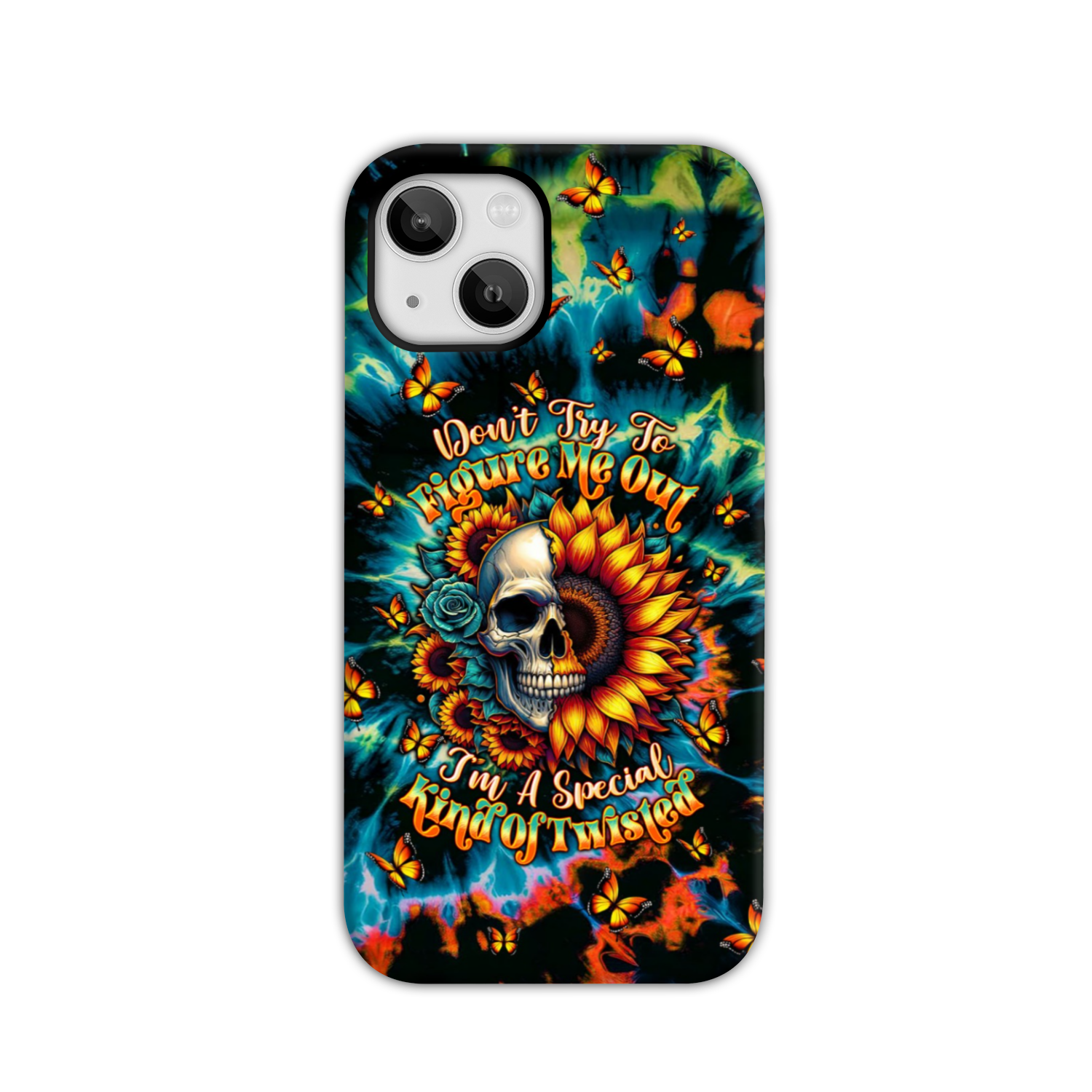 DON'T TRY TO FIGURE ME OUT SKULL SUNFLOWER PHONE CASE  - TLTW0911244