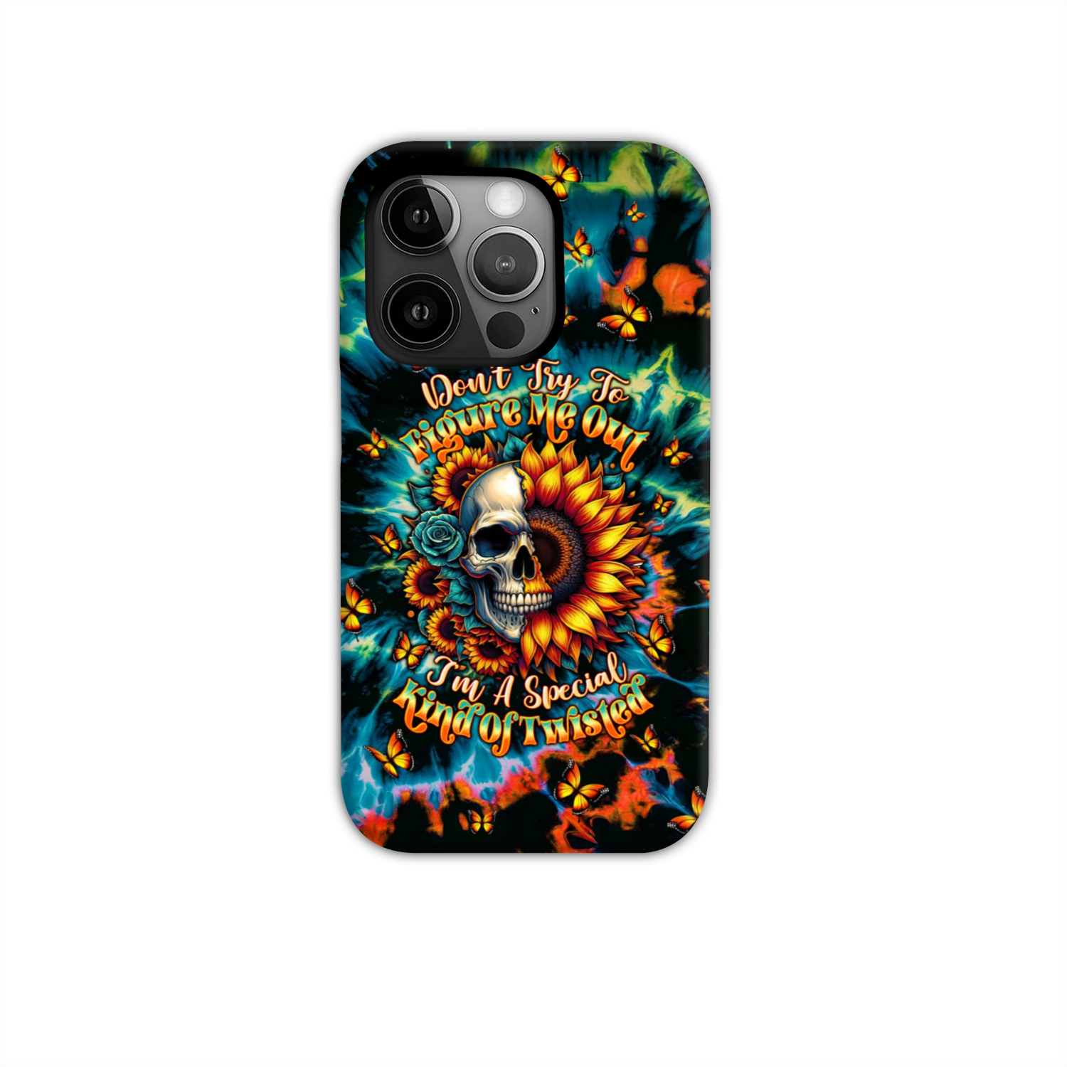 DON'T TRY TO FIGURE ME OUT SKULL SUNFLOWER PHONE CASE  - TLTW0911244