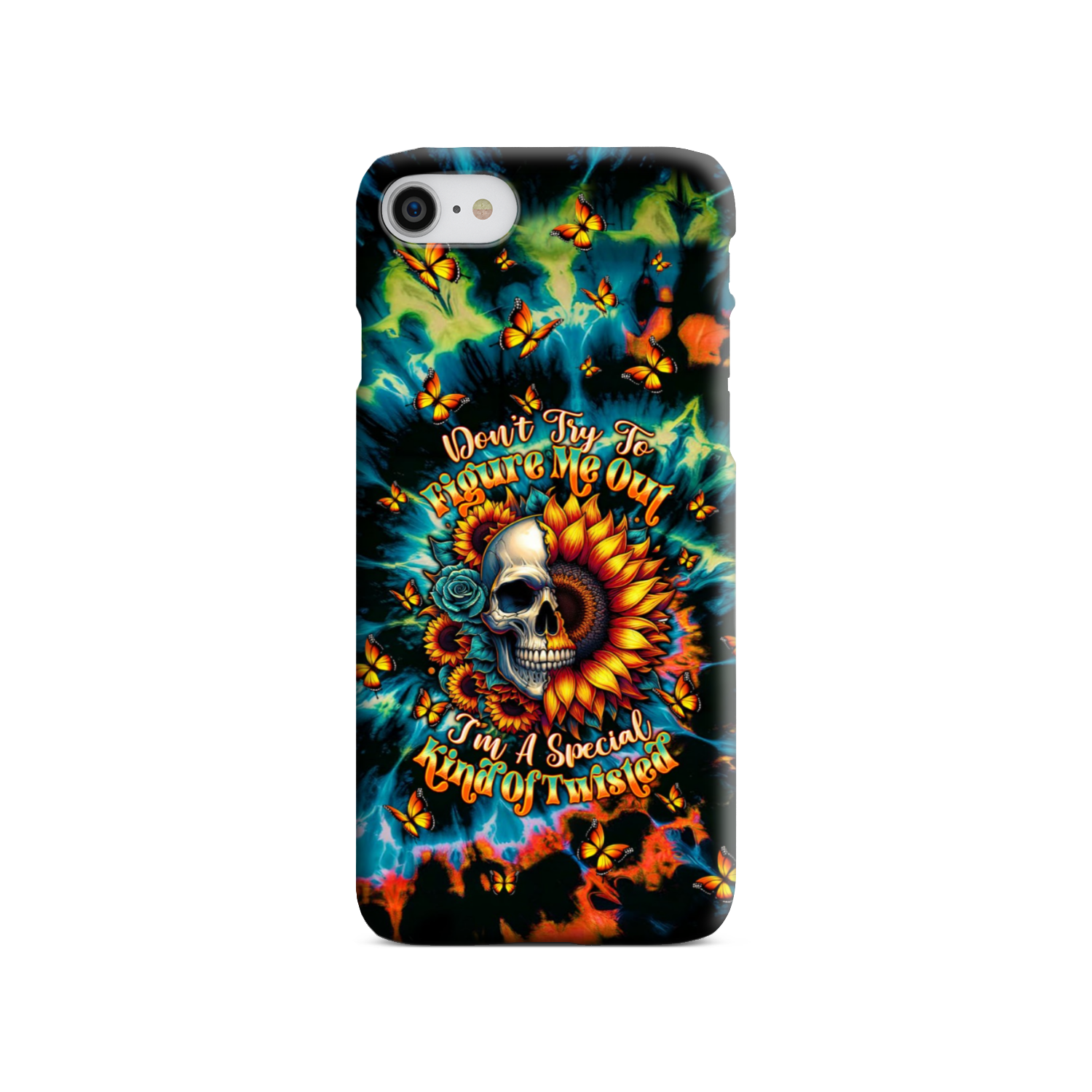 DON'T TRY TO FIGURE ME OUT SKULL SUNFLOWER PHONE CASE  - TLTW0911244