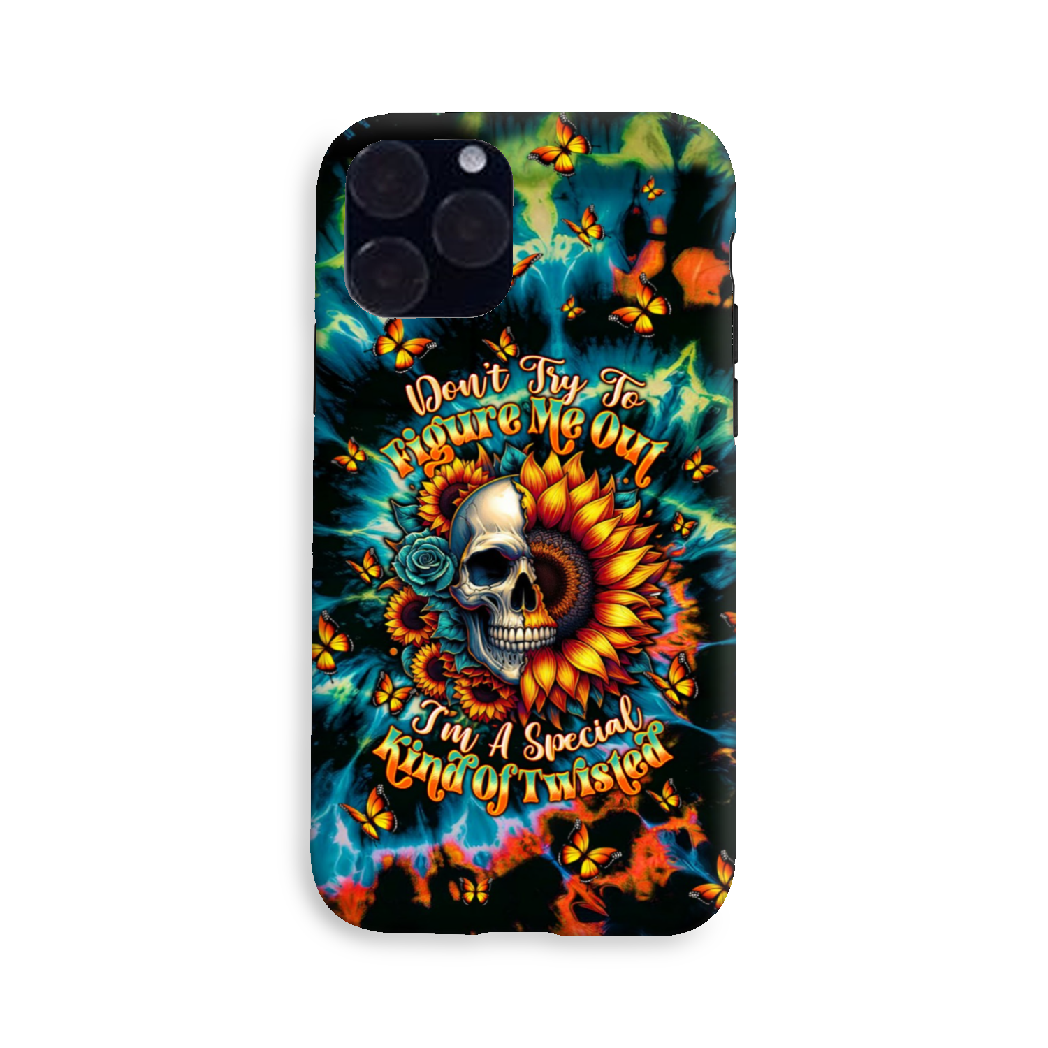 DON'T TRY TO FIGURE ME OUT SKULL SUNFLOWER PHONE CASE  - TLTW0911244