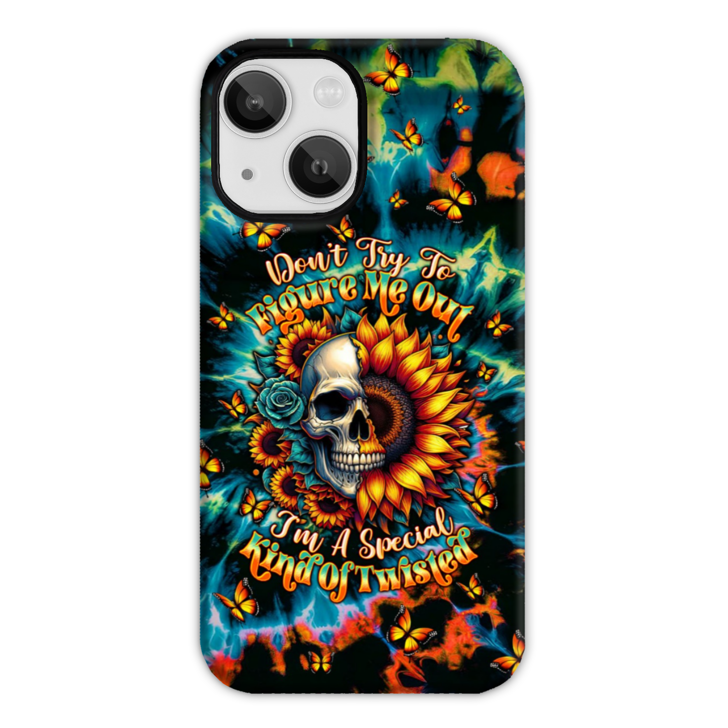 DON'T TRY TO FIGURE ME OUT SKULL SUNFLOWER PHONE CASE  - TLTW0911244