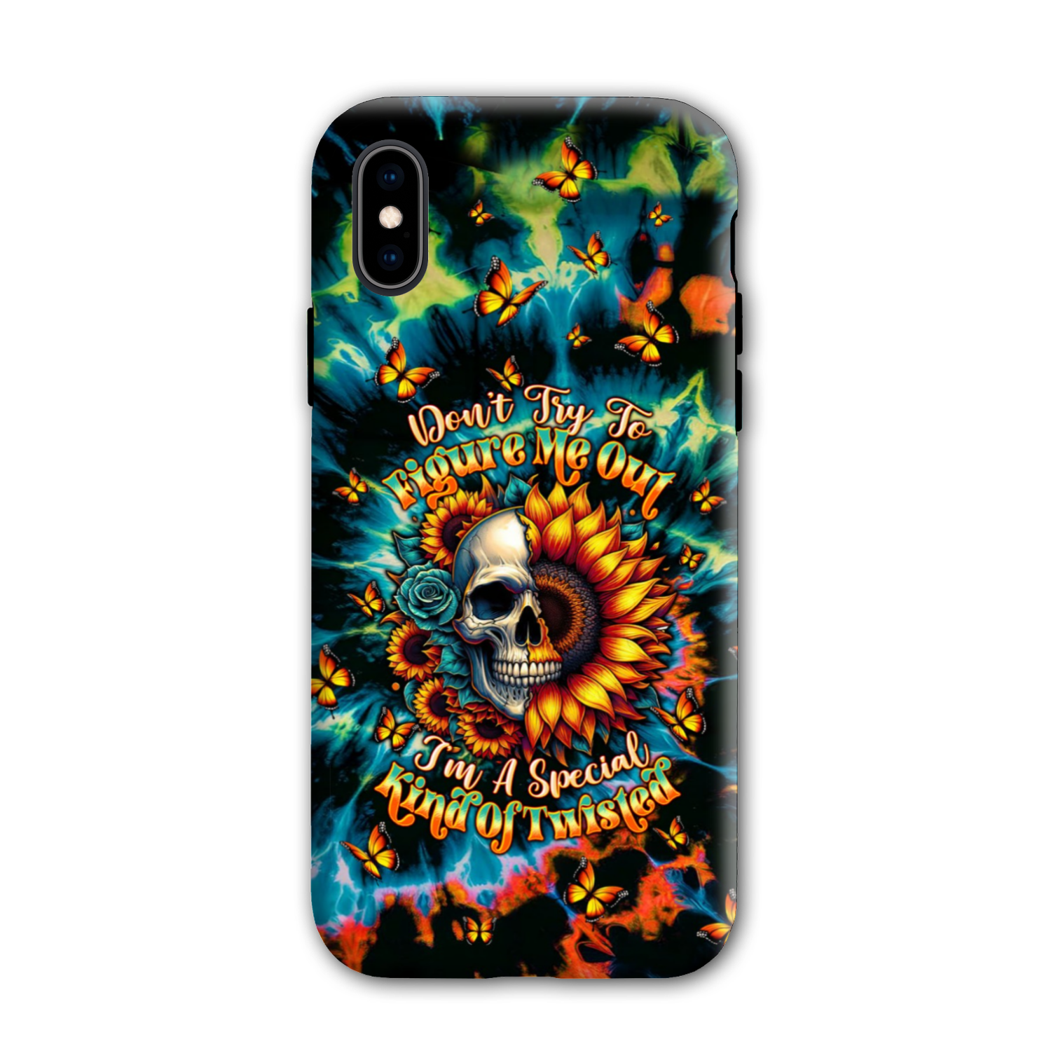 DON'T TRY TO FIGURE ME OUT SKULL SUNFLOWER PHONE CASE  - TLTW0911244