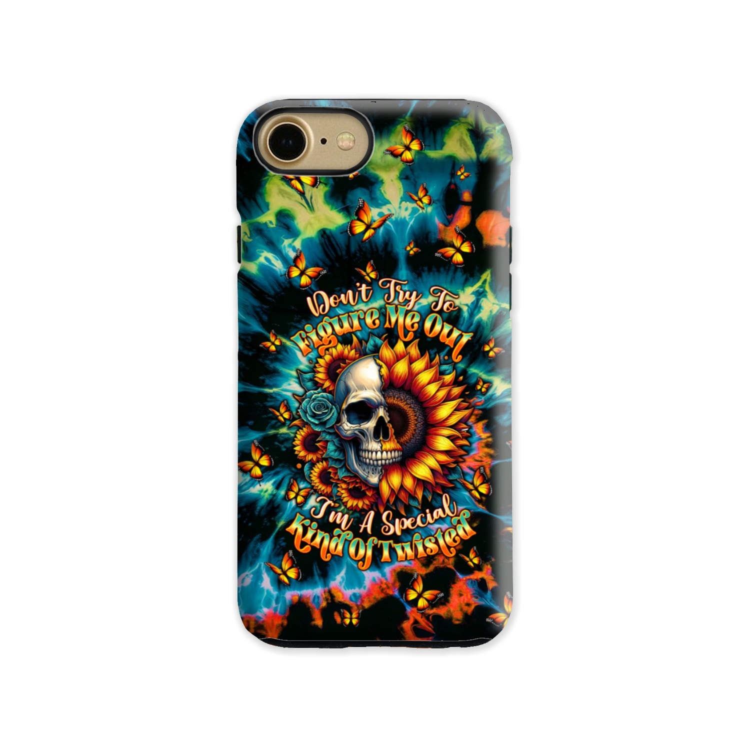 DON'T TRY TO FIGURE ME OUT SKULL SUNFLOWER PHONE CASE  - TLTW0911244