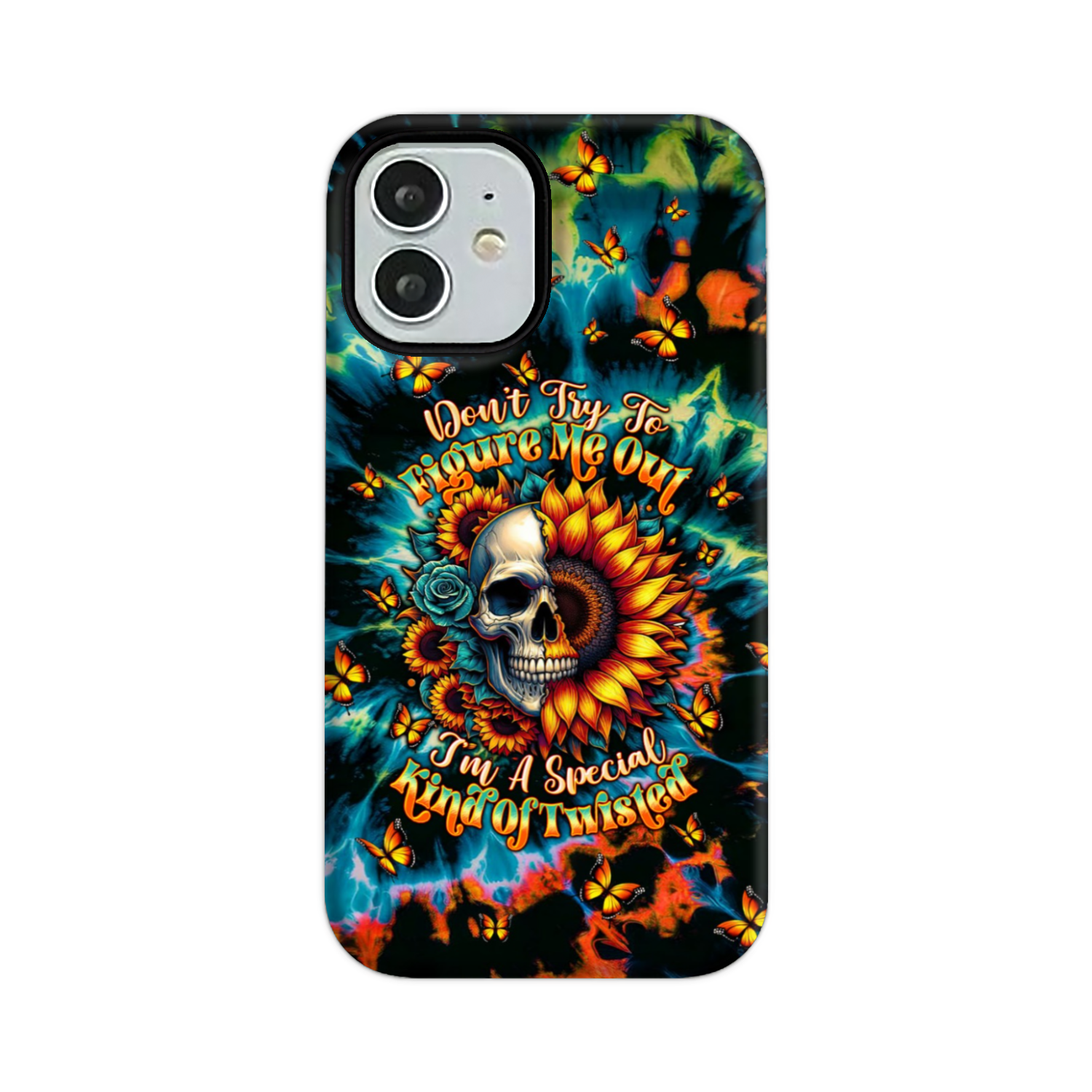 DON'T TRY TO FIGURE ME OUT SKULL SUNFLOWER PHONE CASE  - TLTW0911244