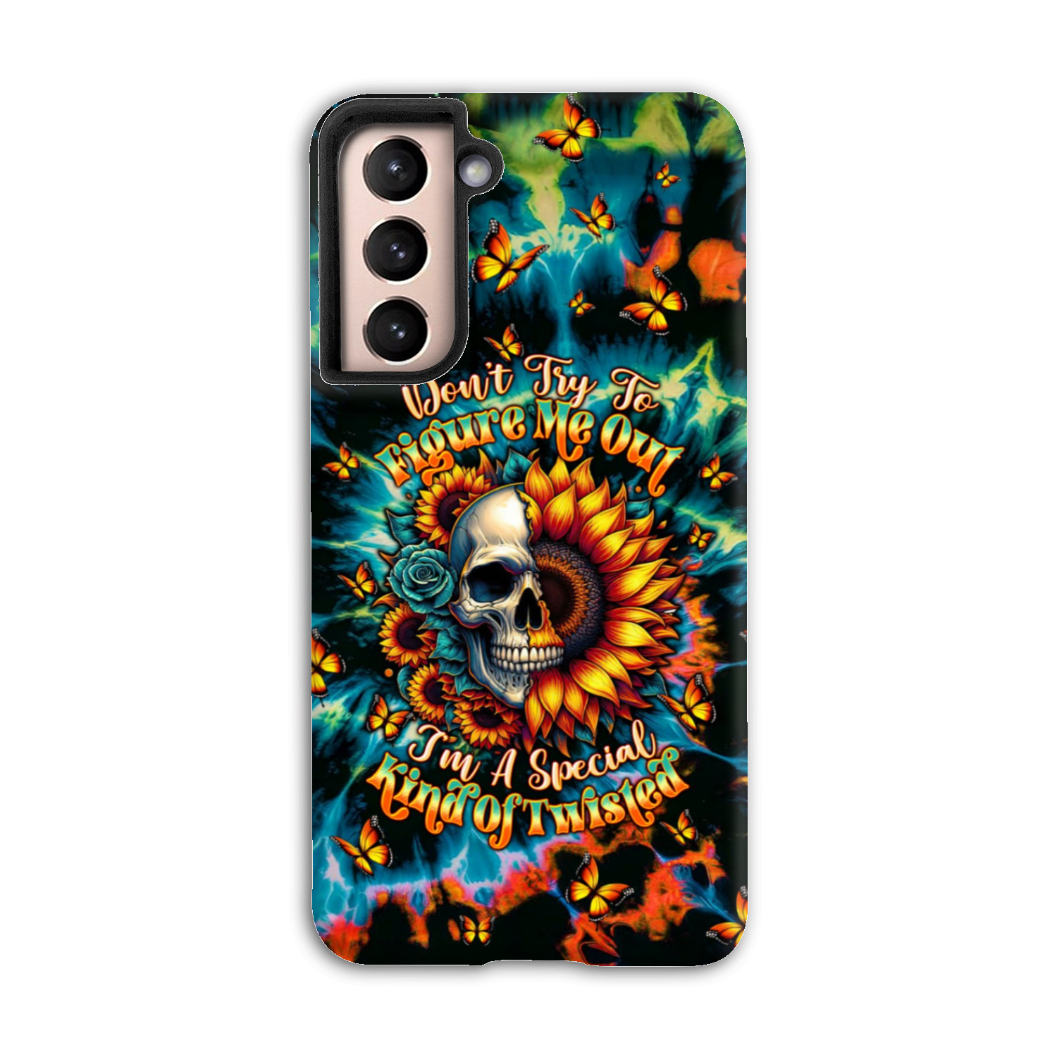 DON'T TRY TO FIGURE ME OUT SKULL SUNFLOWER PHONE CASE  - TLTW0911244