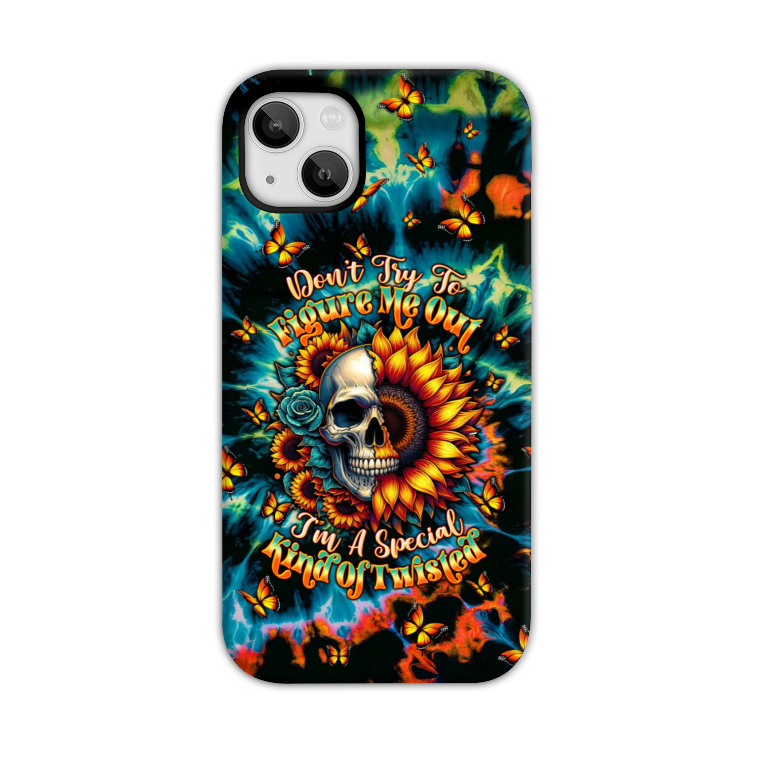 DON'T TRY TO FIGURE ME OUT SKULL SUNFLOWER PHONE CASE  - TLTW0911244