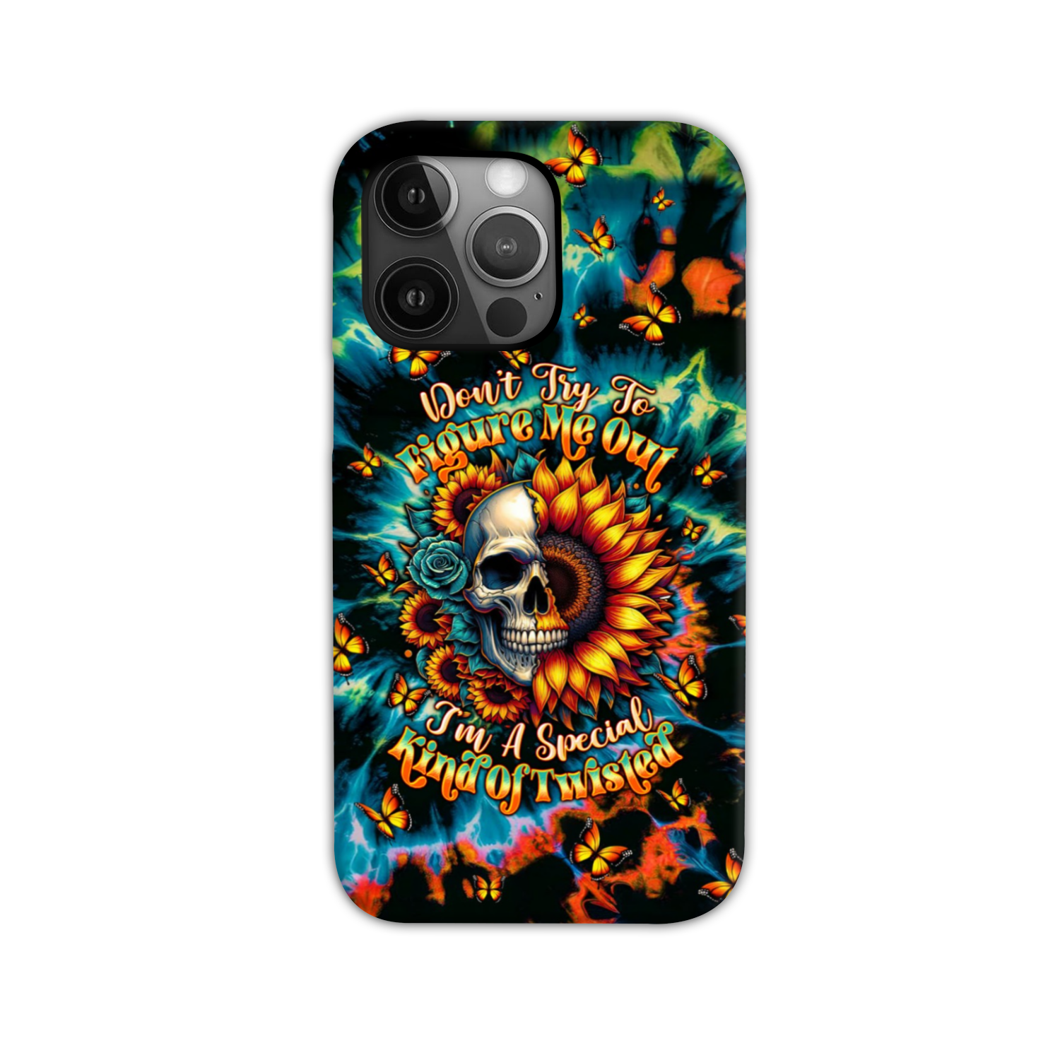 DON'T TRY TO FIGURE ME OUT SKULL SUNFLOWER PHONE CASE  - TLTW0911244