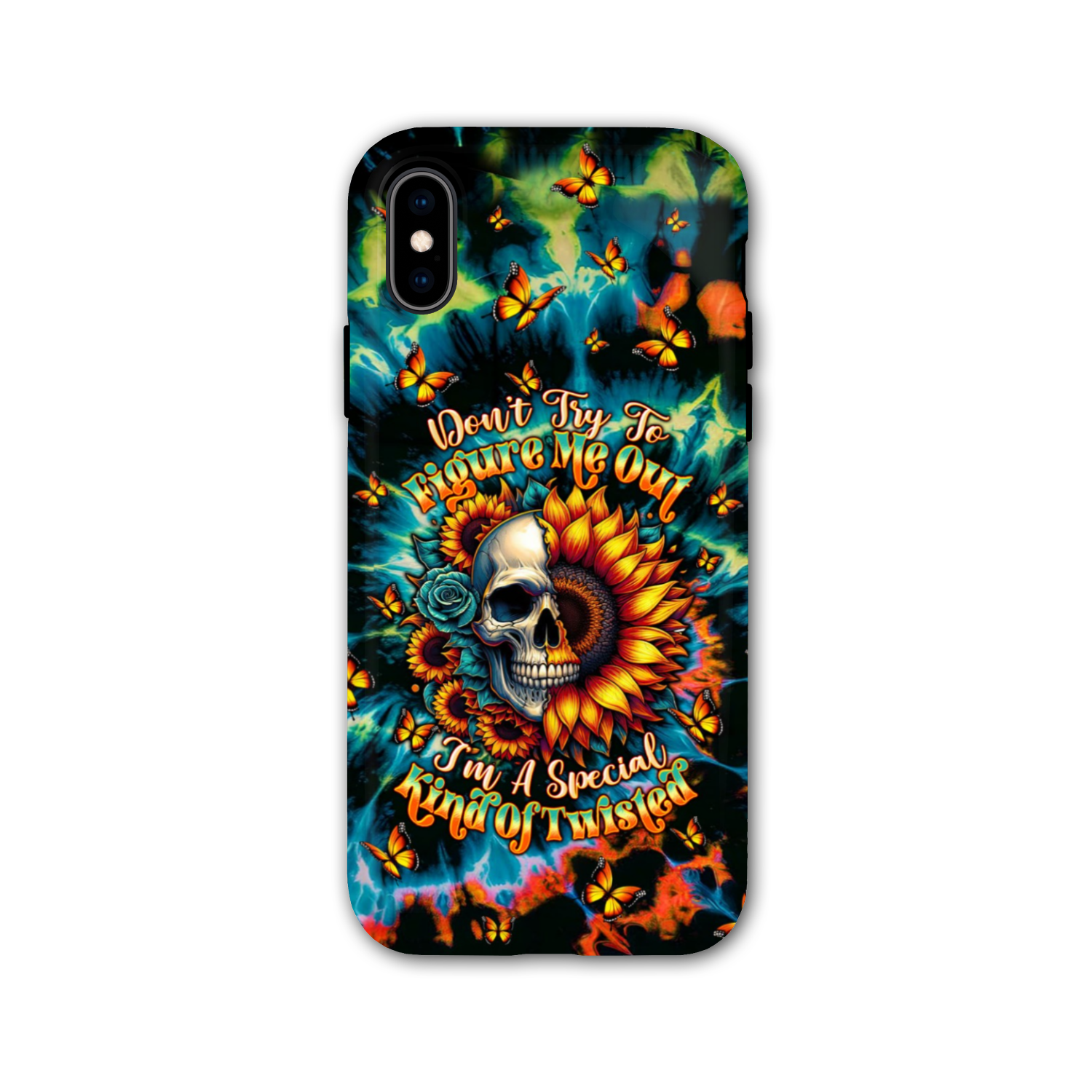 DON'T TRY TO FIGURE ME OUT SKULL SUNFLOWER PHONE CASE  - TLTW0911244