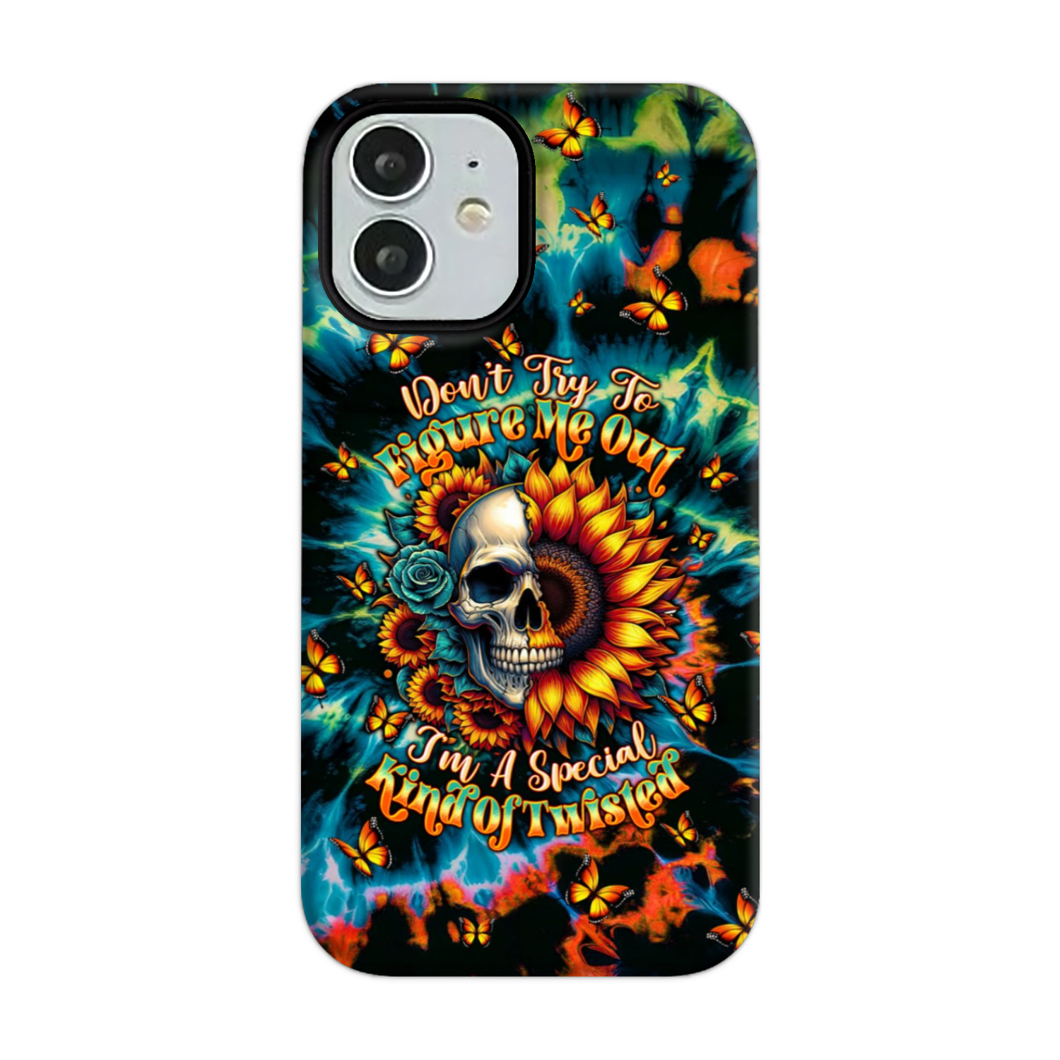 DON'T TRY TO FIGURE ME OUT SKULL SUNFLOWER PHONE CASE  - TLTW0911244