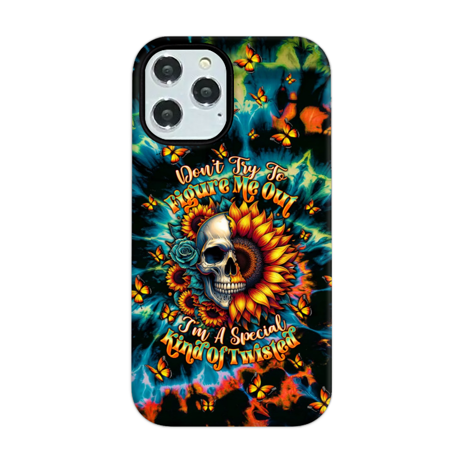 DON'T TRY TO FIGURE ME OUT SKULL SUNFLOWER PHONE CASE  - TLTW0911244