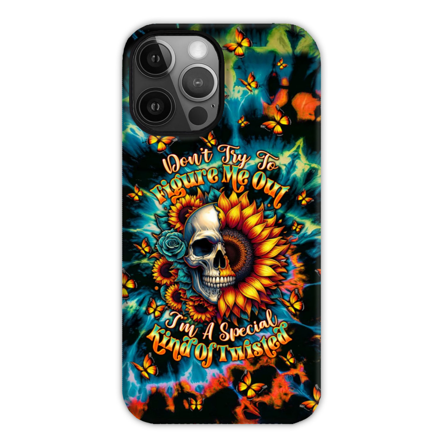 DON'T TRY TO FIGURE ME OUT SKULL SUNFLOWER PHONE CASE  - TLTW0911244