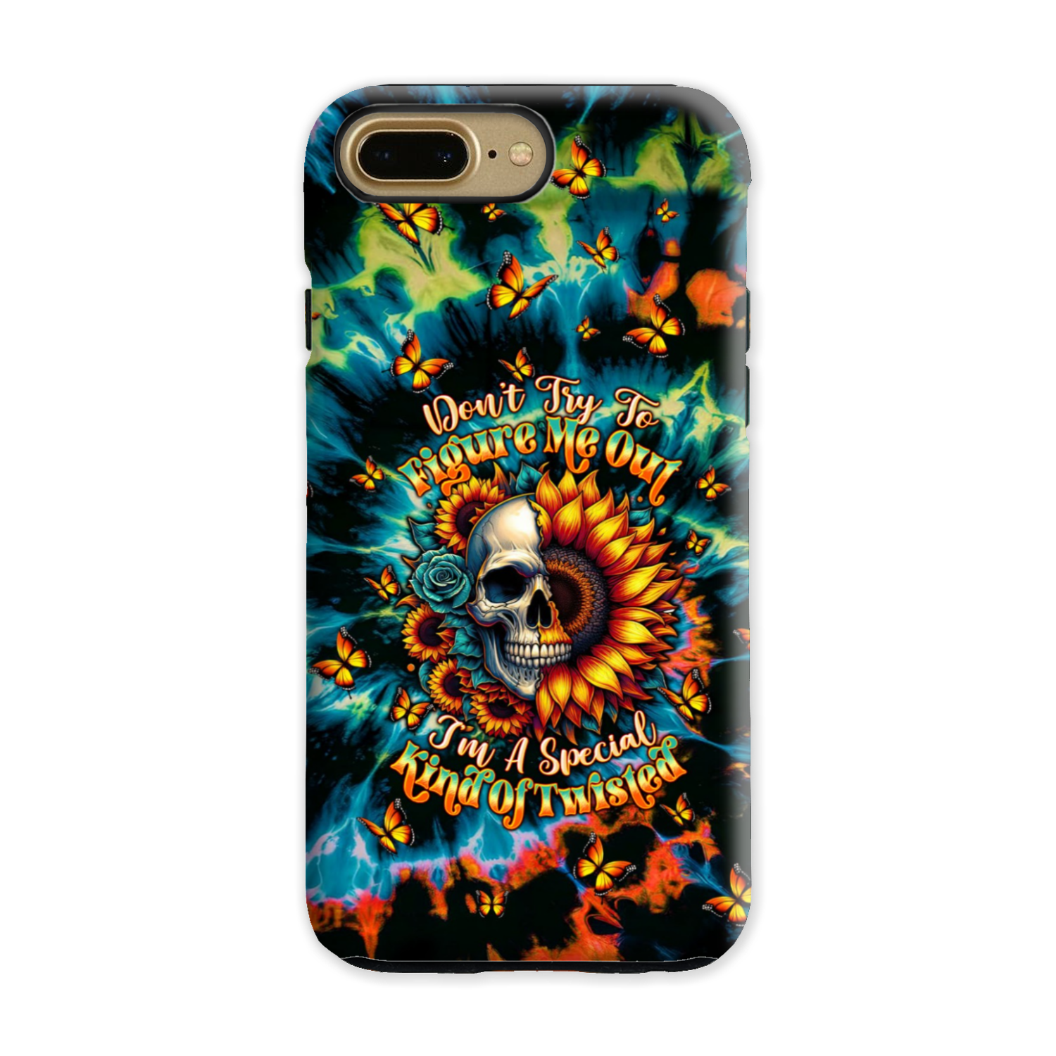 DON'T TRY TO FIGURE ME OUT SKULL SUNFLOWER PHONE CASE  - TLTW0911244