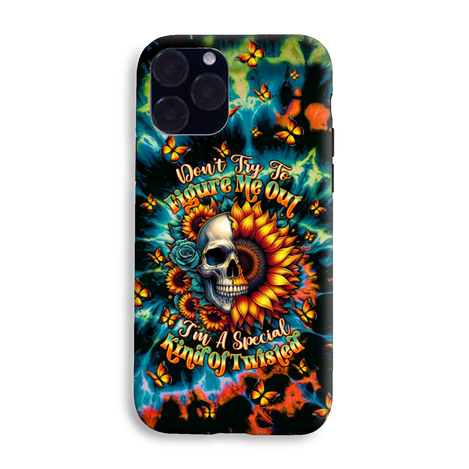 DON'T TRY TO FIGURE ME OUT SKULL SUNFLOWER PHONE CASE  - TLTW0911244