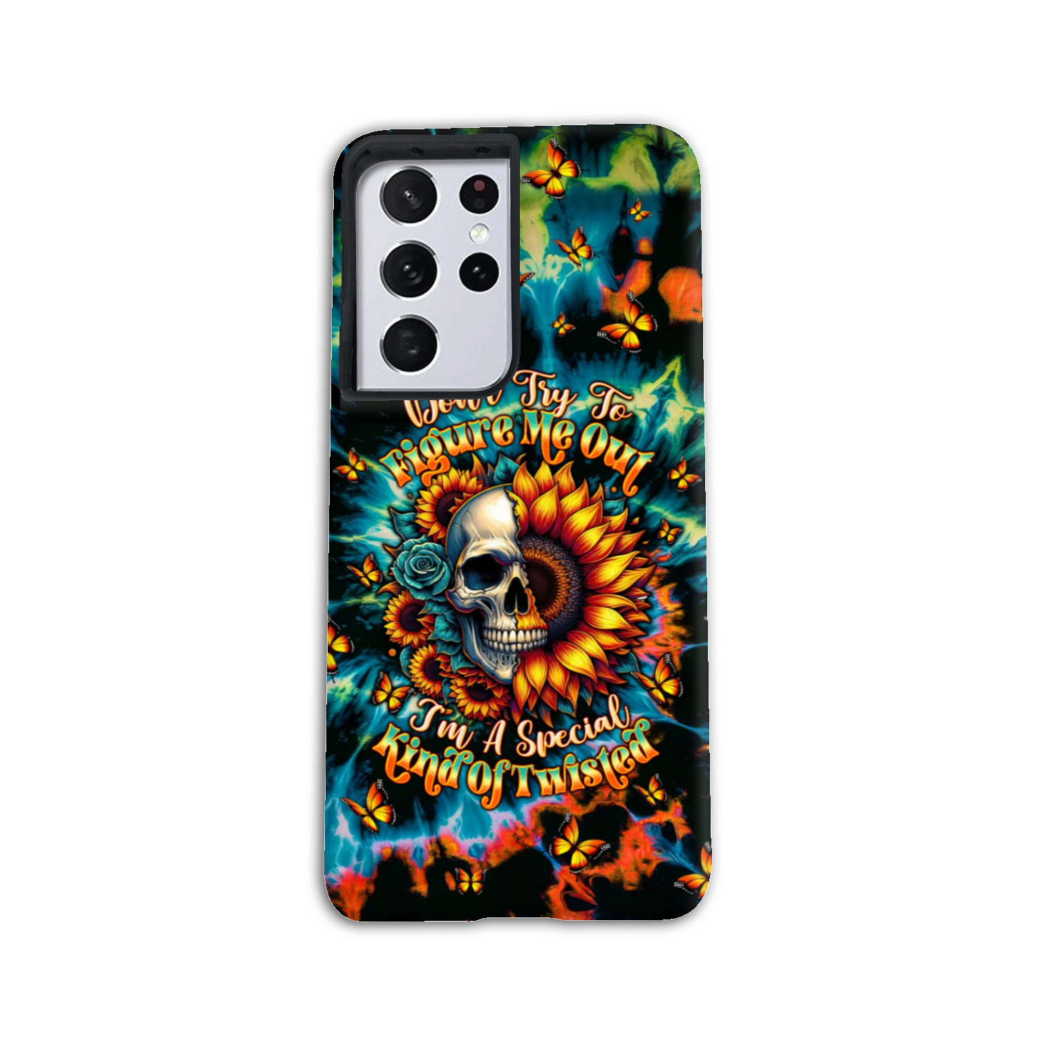 DON'T TRY TO FIGURE ME OUT SKULL SUNFLOWER PHONE CASE  - TLTW0911244