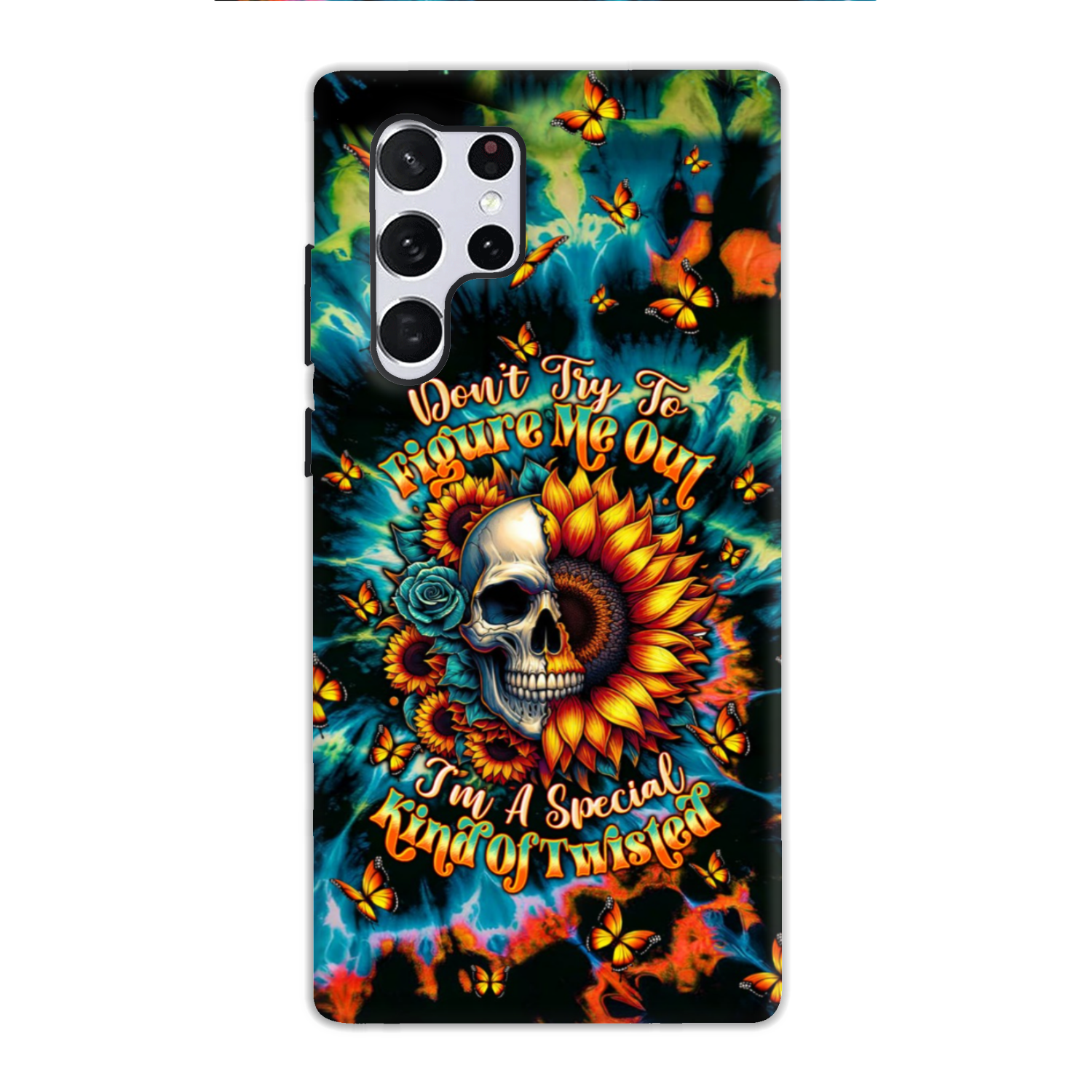 DON'T TRY TO FIGURE ME OUT SKULL SUNFLOWER PHONE CASE  - TLTW0911244