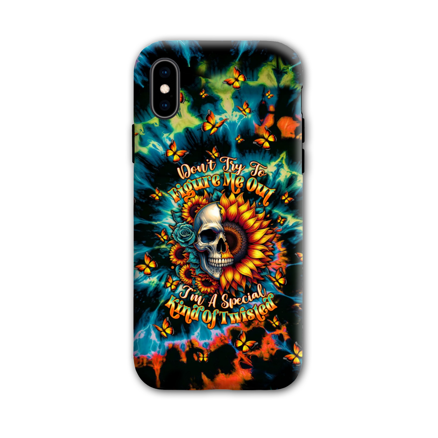 DON'T TRY TO FIGURE ME OUT SKULL SUNFLOWER PHONE CASE  - TLTW0911244