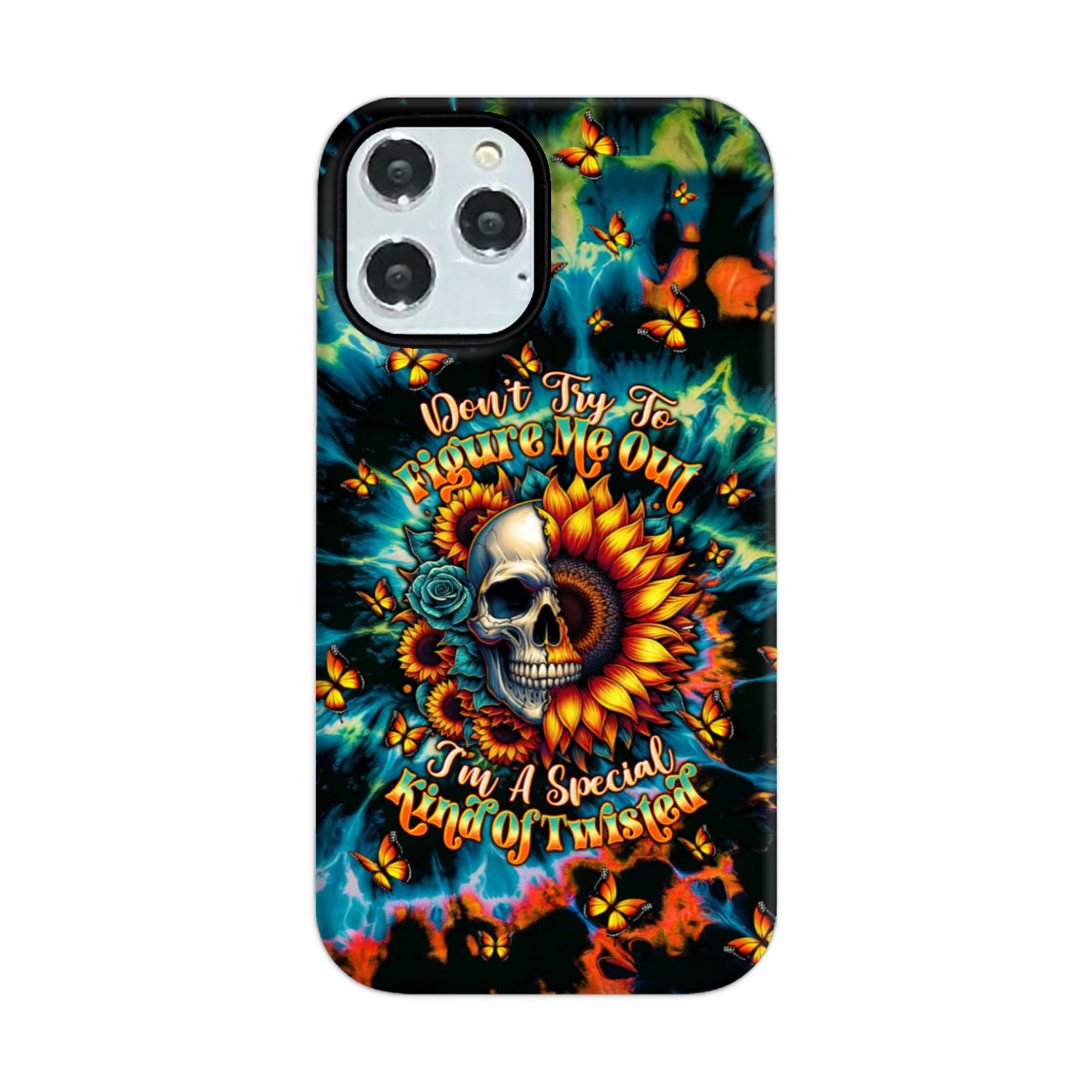 DON'T TRY TO FIGURE ME OUT SKULL SUNFLOWER PHONE CASE  - TLTW0911244