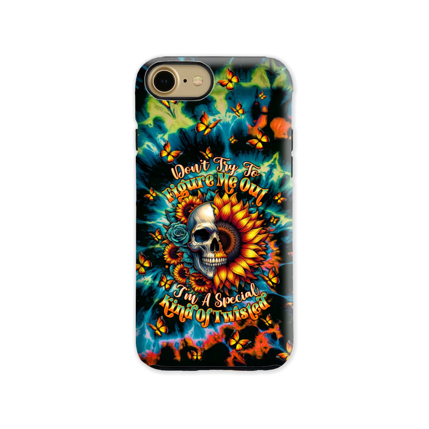 DON'T TRY TO FIGURE ME OUT SKULL SUNFLOWER PHONE CASE  - TLTW0911244