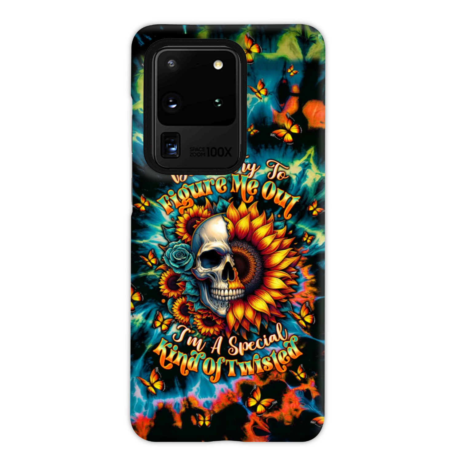 DON'T TRY TO FIGURE ME OUT SKULL SUNFLOWER PHONE CASE  - TLTW0911244