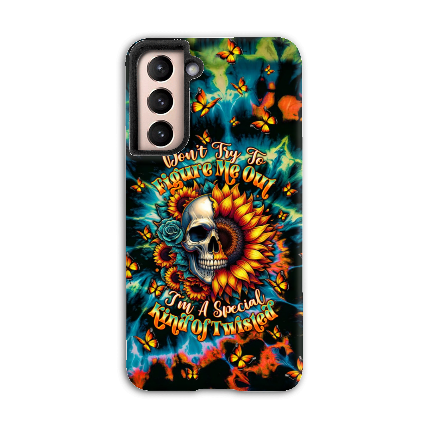 DON'T TRY TO FIGURE ME OUT SKULL SUNFLOWER PHONE CASE  - TLTW0911244