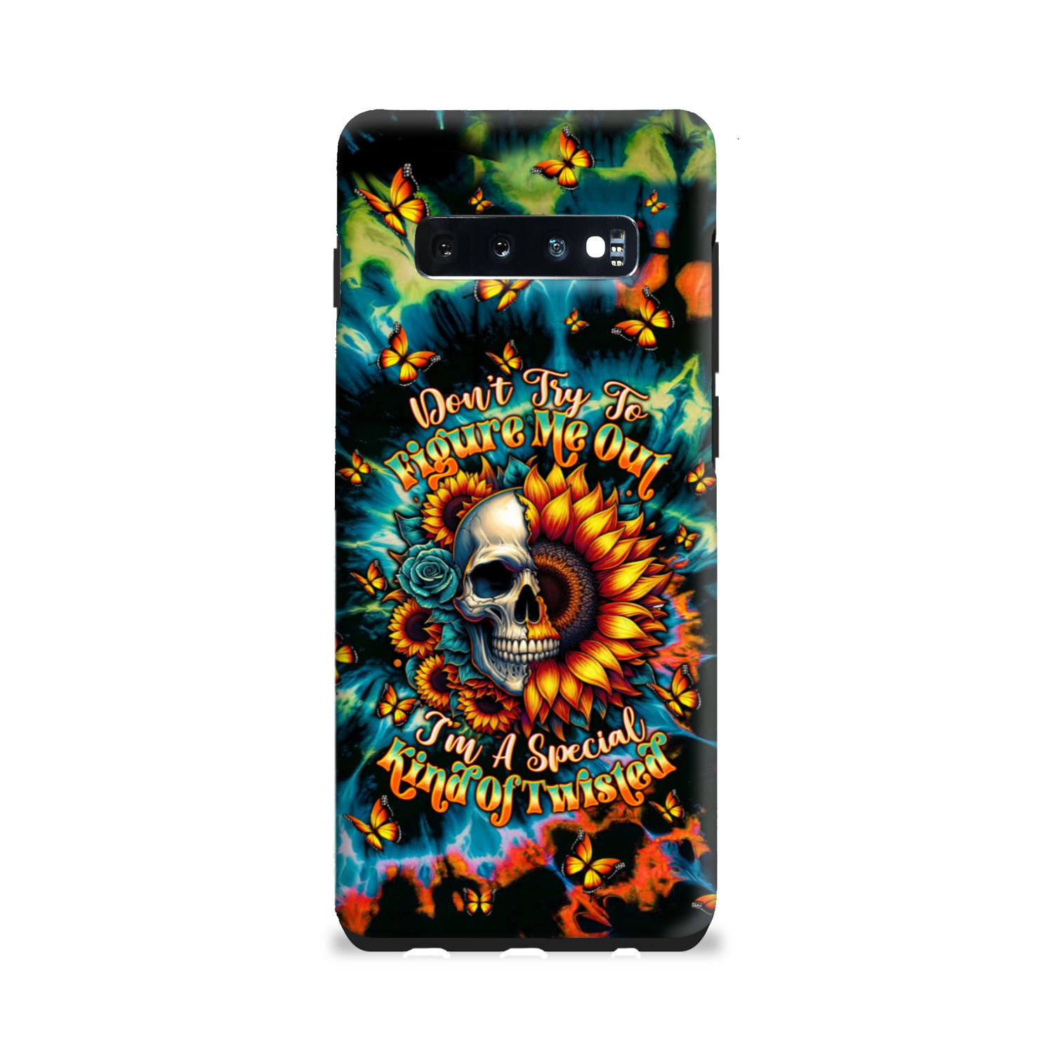 DON'T TRY TO FIGURE ME OUT SKULL SUNFLOWER PHONE CASE  - TLTW0911244