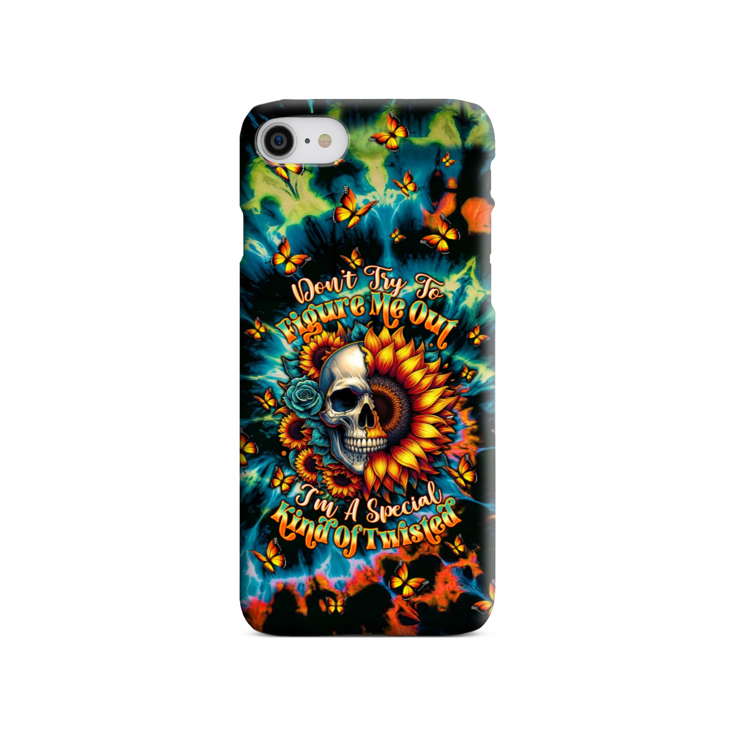 DON'T TRY TO FIGURE ME OUT SKULL SUNFLOWER PHONE CASE  - TLTW0911244