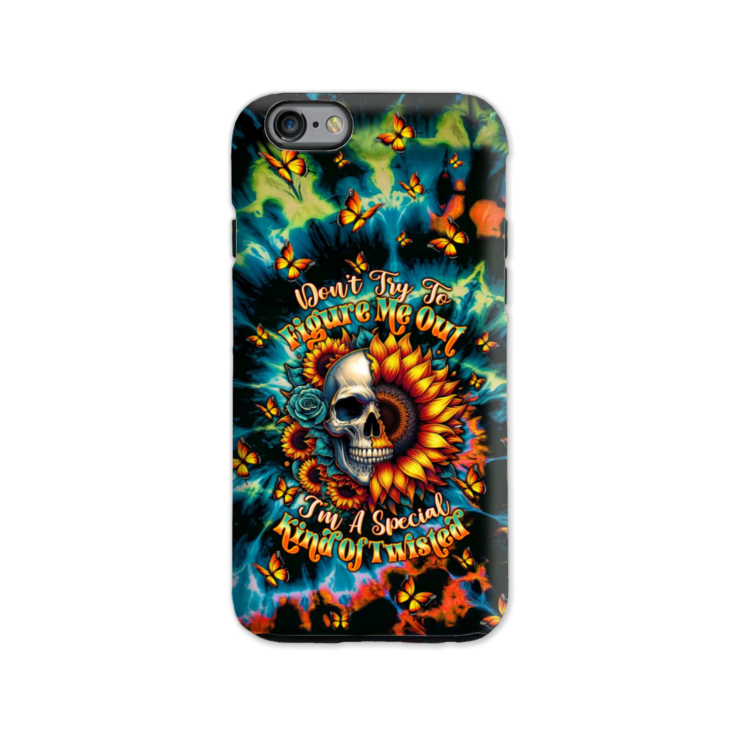 DON'T TRY TO FIGURE ME OUT SKULL SUNFLOWER PHONE CASE  - TLTW0911244