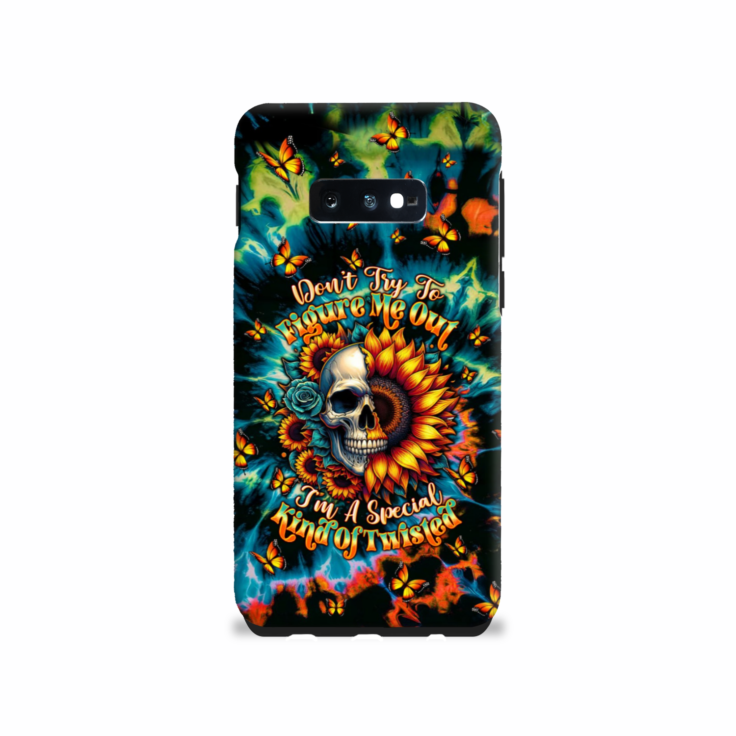 DON'T TRY TO FIGURE ME OUT SKULL SUNFLOWER PHONE CASE  - TLTW0911244