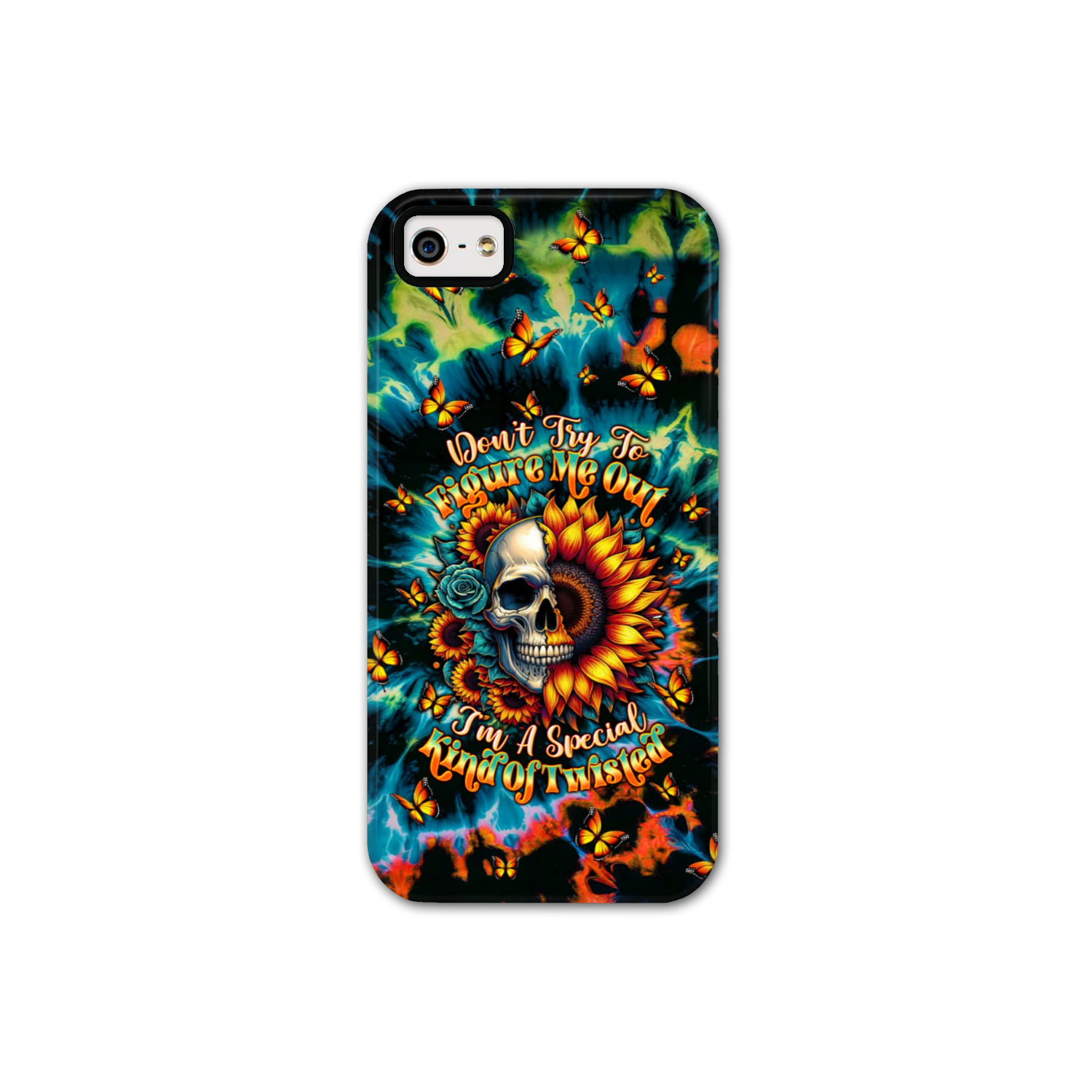 DON'T TRY TO FIGURE ME OUT SKULL SUNFLOWER PHONE CASE  - TLTW0911244