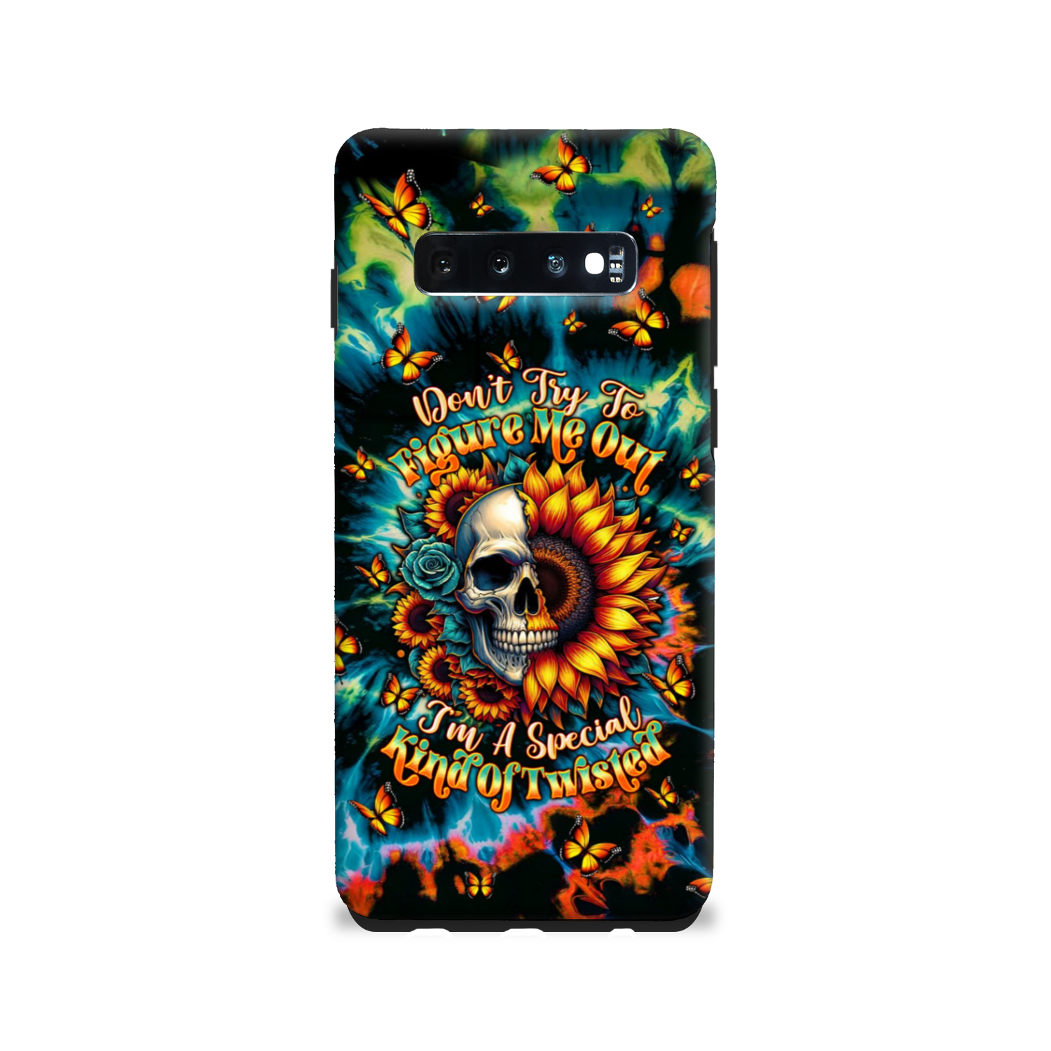 DON'T TRY TO FIGURE ME OUT SKULL SUNFLOWER PHONE CASE  - TLTW0911244