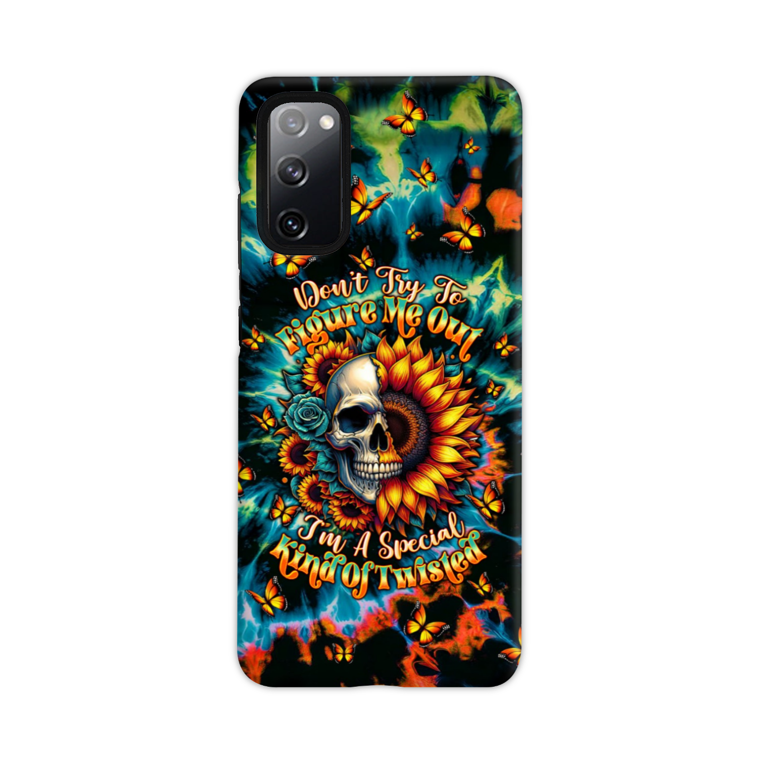 DON'T TRY TO FIGURE ME OUT SKULL SUNFLOWER PHONE CASE  - TLTW0911244