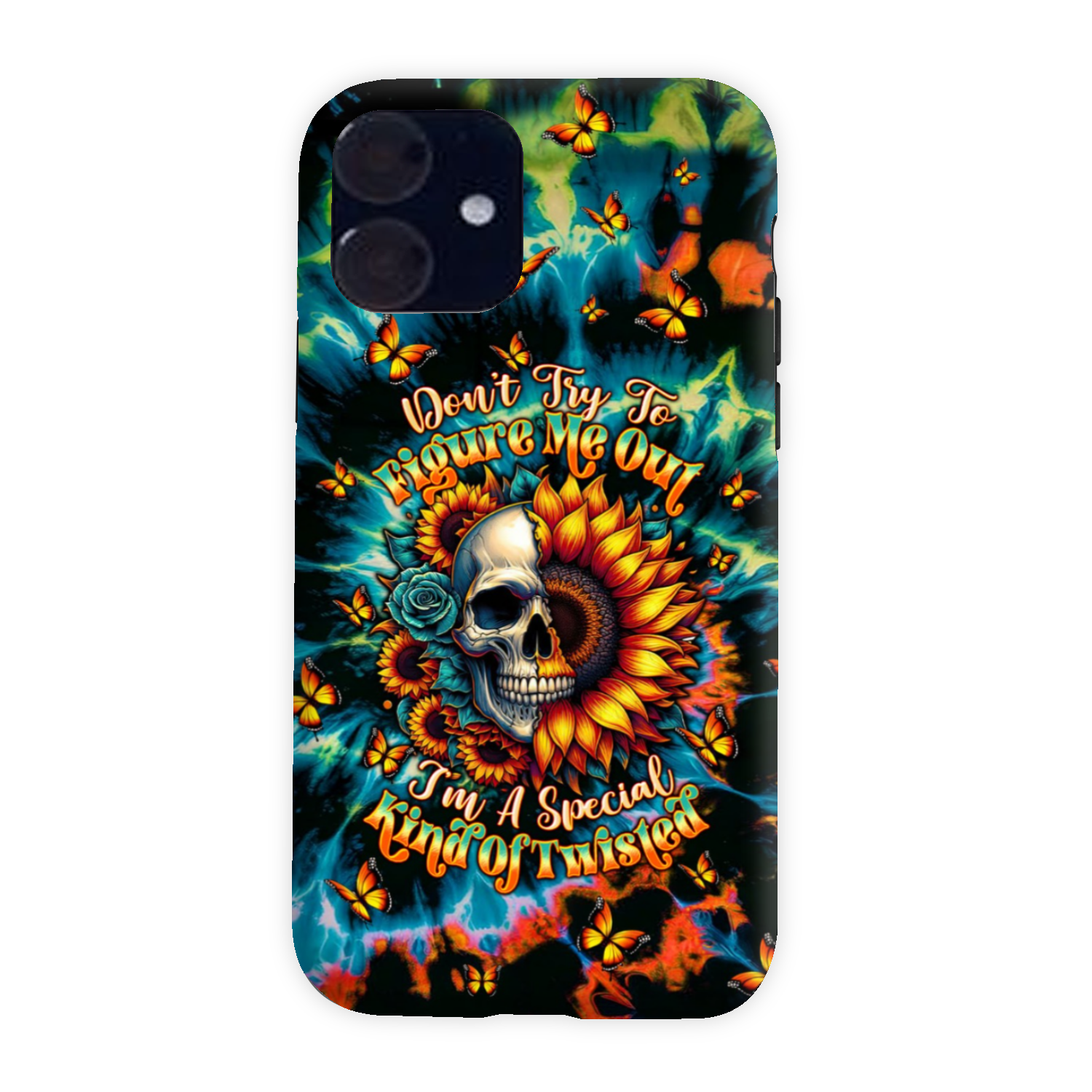 DON'T TRY TO FIGURE ME OUT SKULL SUNFLOWER PHONE CASE  - TLTW0911244