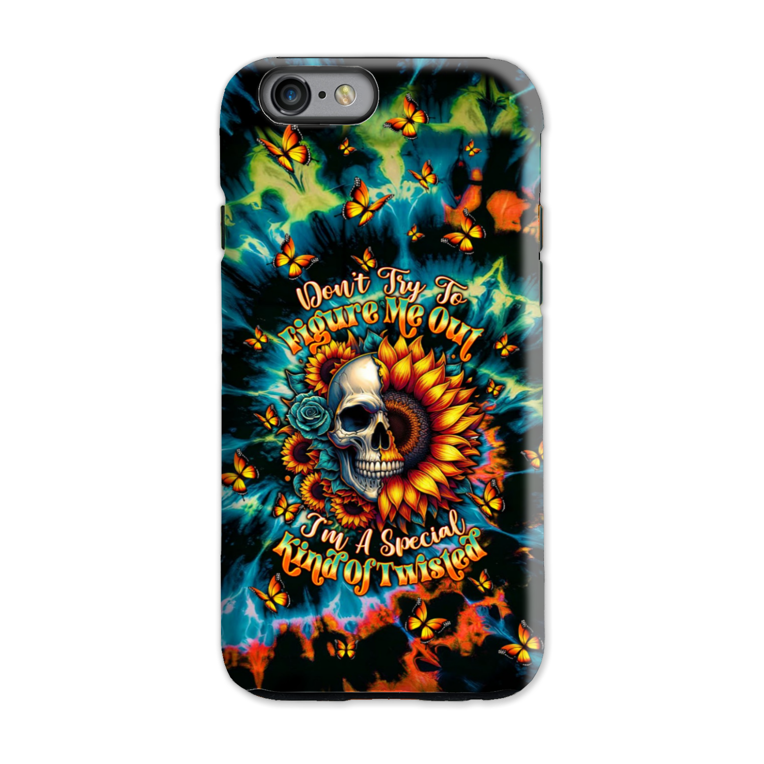 DON'T TRY TO FIGURE ME OUT SKULL SUNFLOWER PHONE CASE  - TLTW0911244